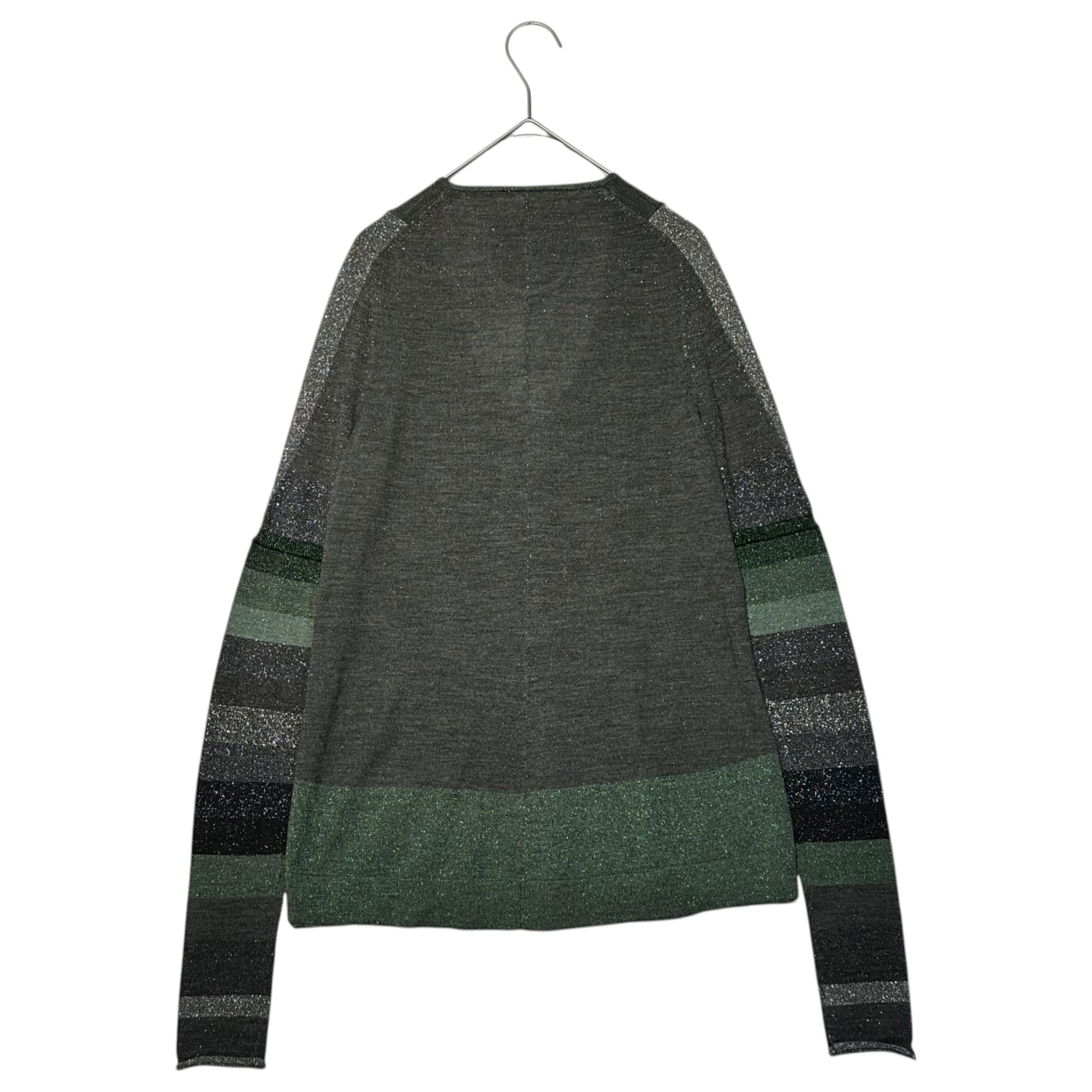 MARITHE FRANCOIS GIRBAUD(マリテフランソワジルボー) 00's Switch-Up Lame Knit Cardigan 切替 ラメ ニット カーディガン F7-8293 S グレー×グリーン Y2K