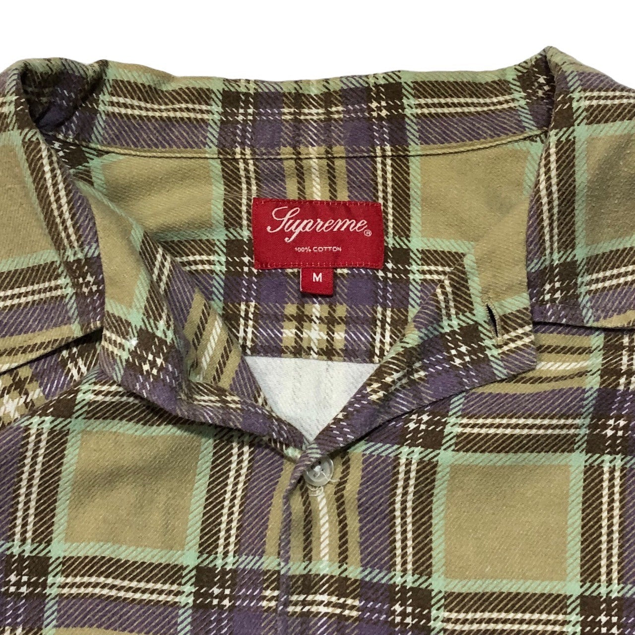 SUPREME(シュプリーム) 20SS Printed Plaid Shirt フランネル チェック シャツ オープンカラー 長袖 M ベージュ×パープル