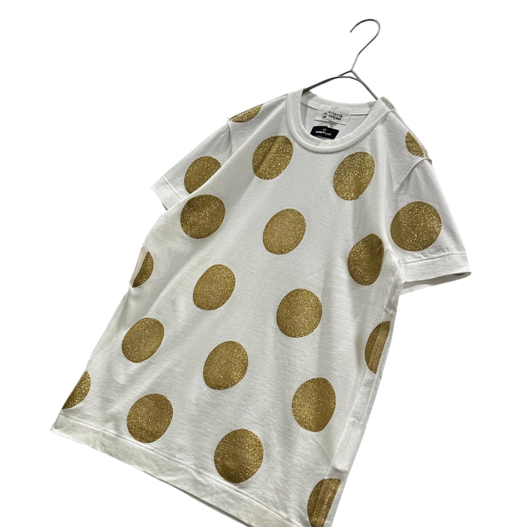 tricot COMME des GARCONS(トリココムデギャルソン) 2004SS Circle Dot Crew Neck T-Shirt サークルドット クルーネック Tシャツ SM-T031 FREE ホワイト×ゴールド AD2003 コルソコモ発売品
