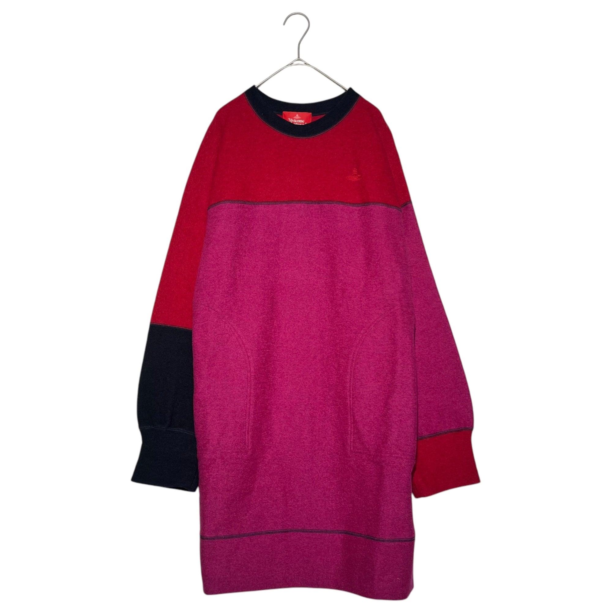 Vivienne Westwood RED LABEL(ヴィヴィアンウエストウッドレッドレーベル) Compressed wool chest one-point orb dress 圧縮ウール 胸ワンポイントオーブ ワンピース 16-12-512027 00(FREE) ホワイト×ネイビー×レッド