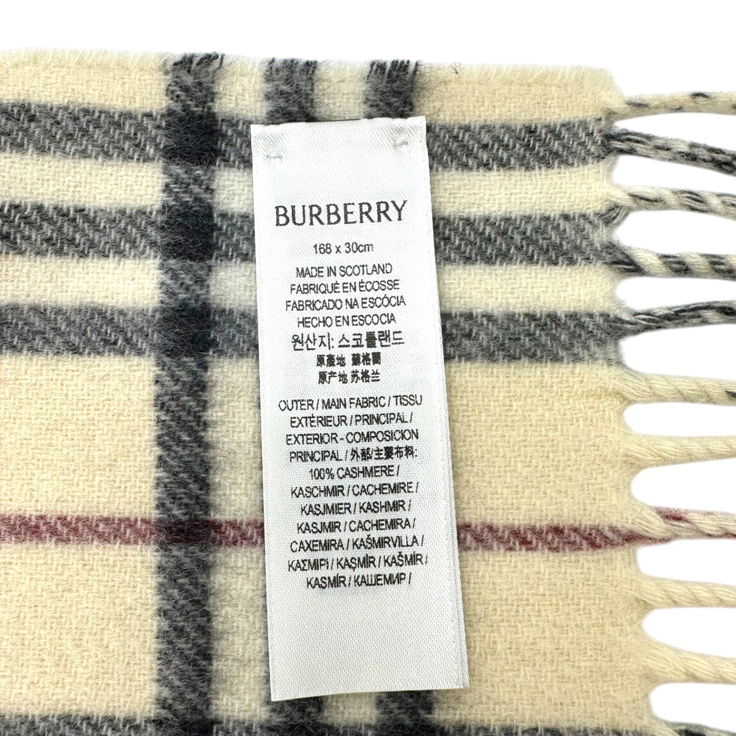 BURBERRY(バーバリー) 現行品 Reversible Check Cashmere Scarf リバーシブル チェック カシミア スカーフ ストール マフラー 168 × 30cm アイボリー 参考定価92,400円