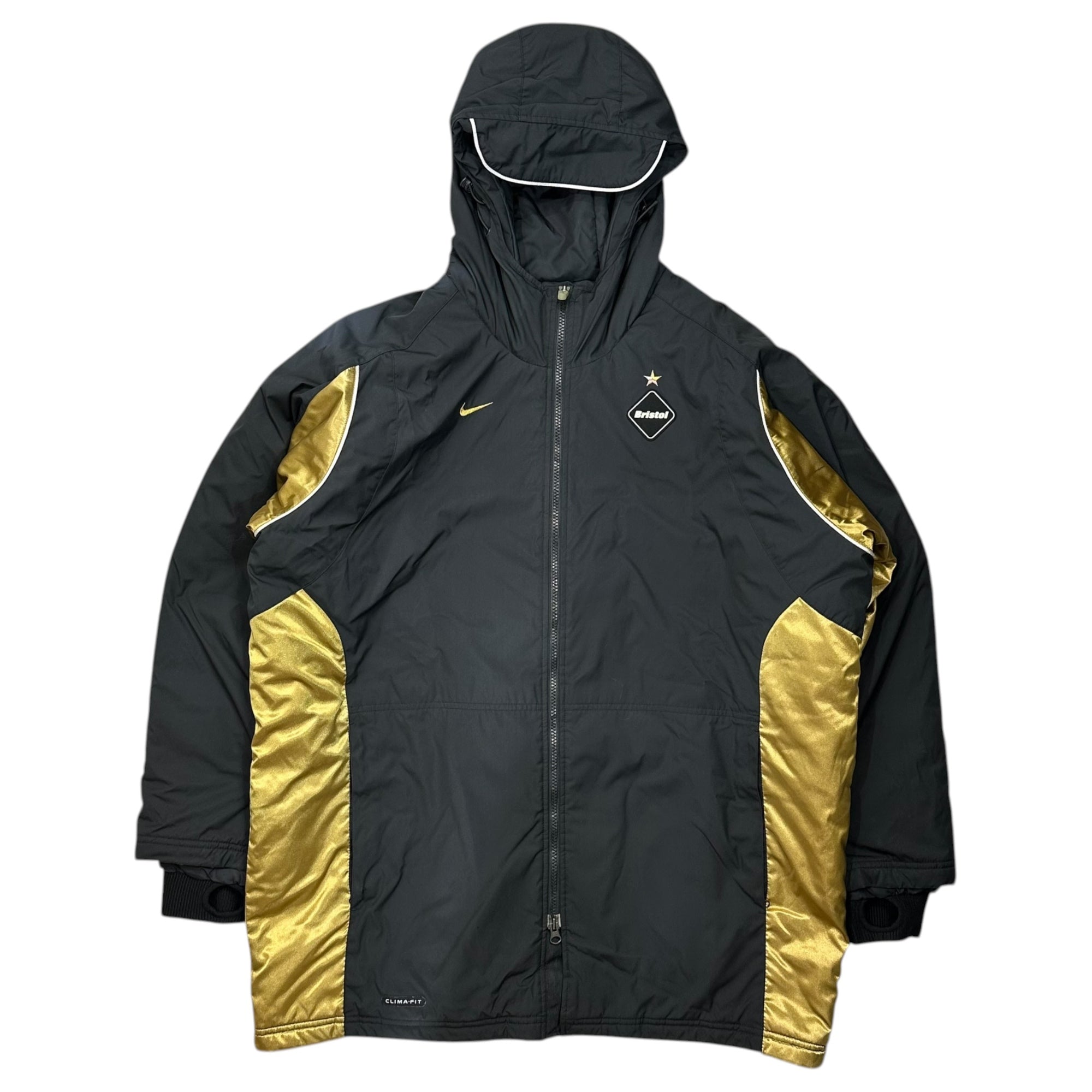 F.C.Real Bristol FCRB(エフシーレアルブリストル) CLIMA-FIT Padded Hooded Jacket 中綿 フーデッド ジャケット F1 SN1 S ブラック×ゴールド