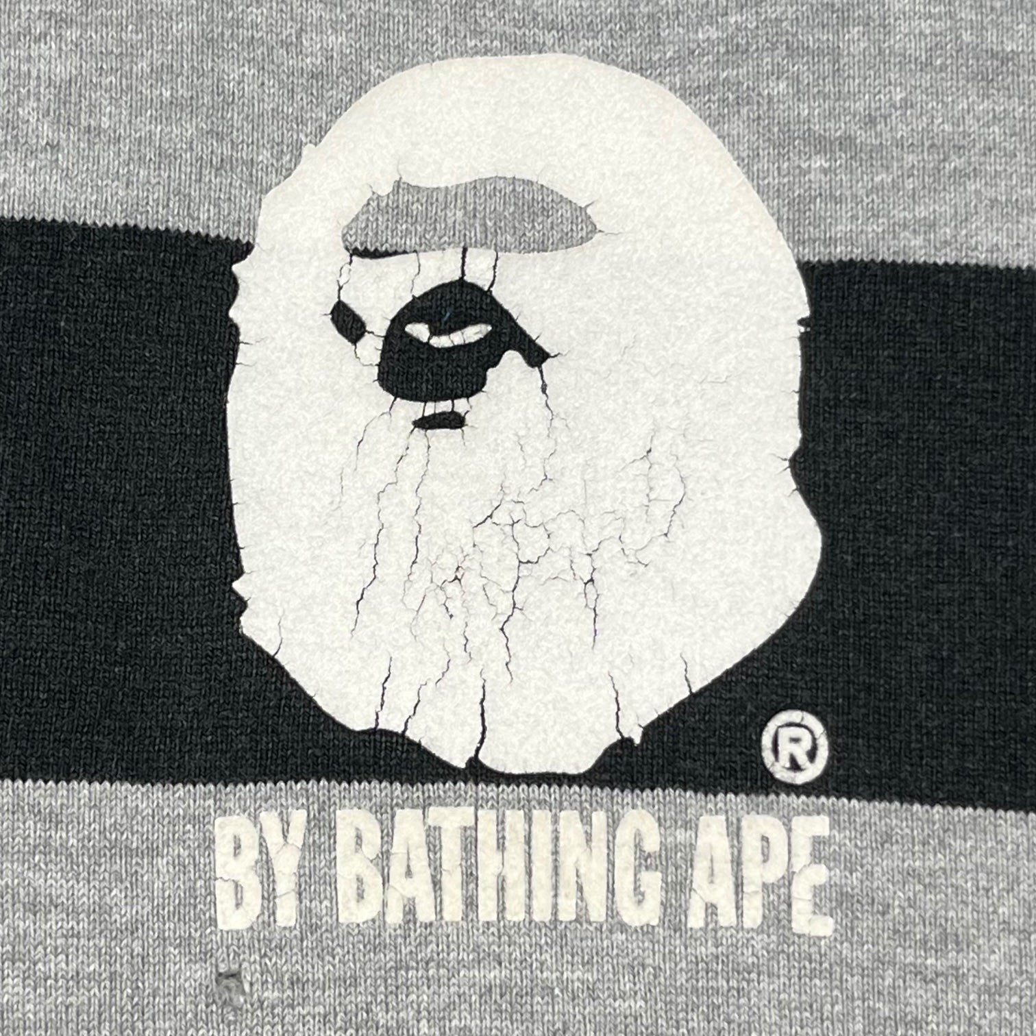 A BATHING APE(アベイシングエイプ) 00's rugby polo shirt ラガーポロシャツ 00年代製 L グレー×ブラック×ホワイト