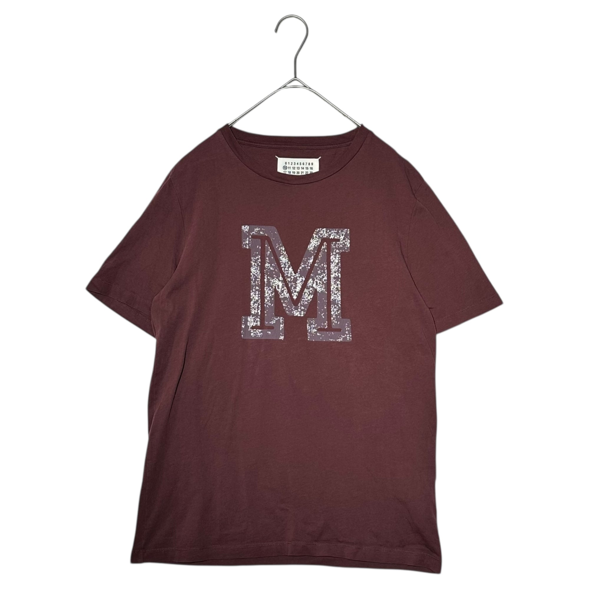 MAISON MARGIELA(メゾンマルジェラ) 17SS Collegiate "M" Print Tee カレッジ ロゴ プリント Tシャツ S50GC0466 44(XS程度) ボルドー ペンキ