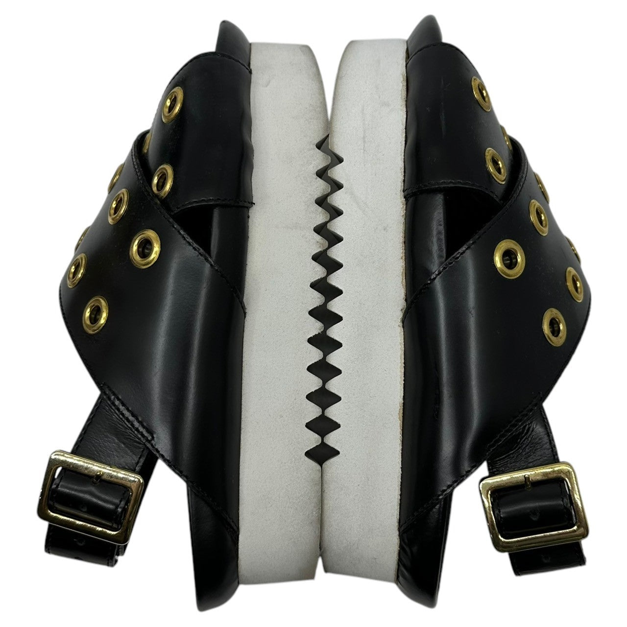 muveil(ミュベール) Studded leather strap sandal スタッズ レザー ストラップ サンダル 鳩目 37(23cm程度) ブラック