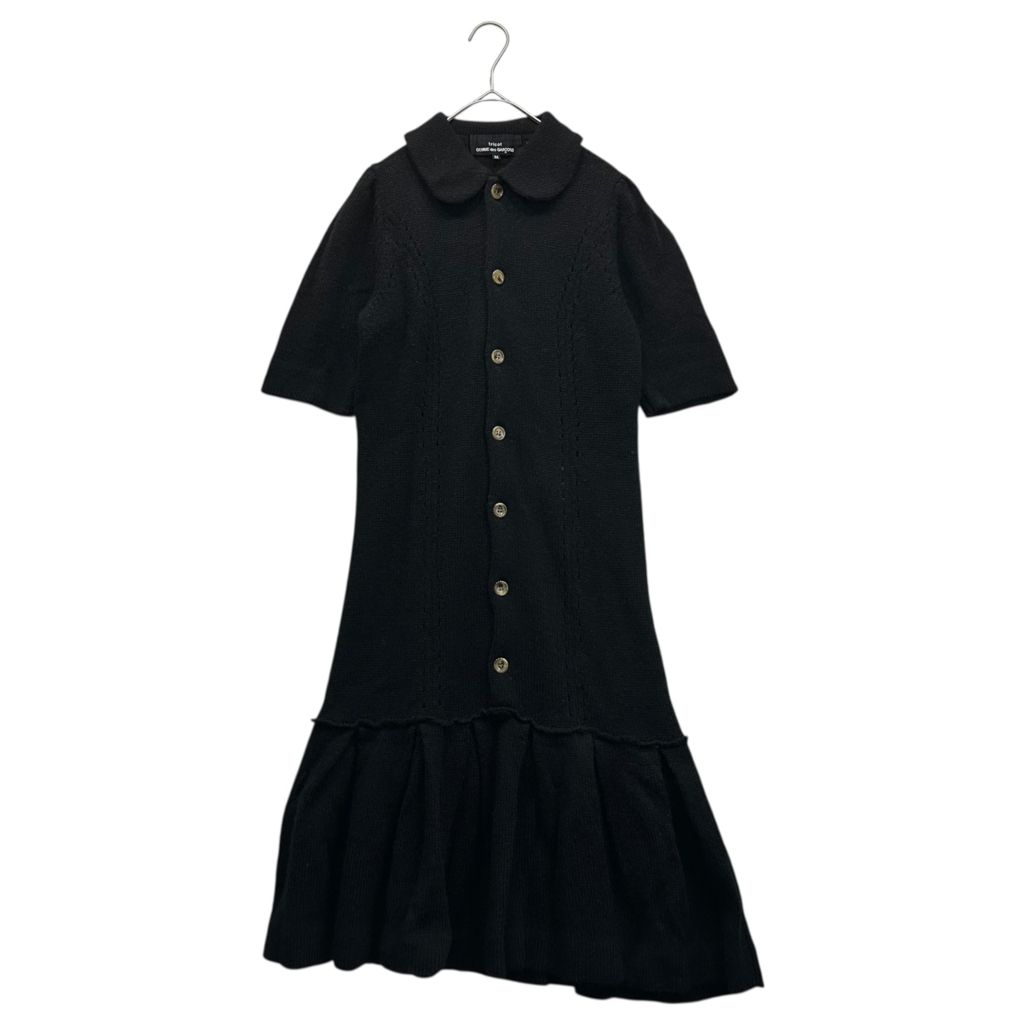tricot COMME des GARÇON フロントフリルウールワンピース 美品 トリココムデギャルソン ウールギャバ フロントフリル ワンピース