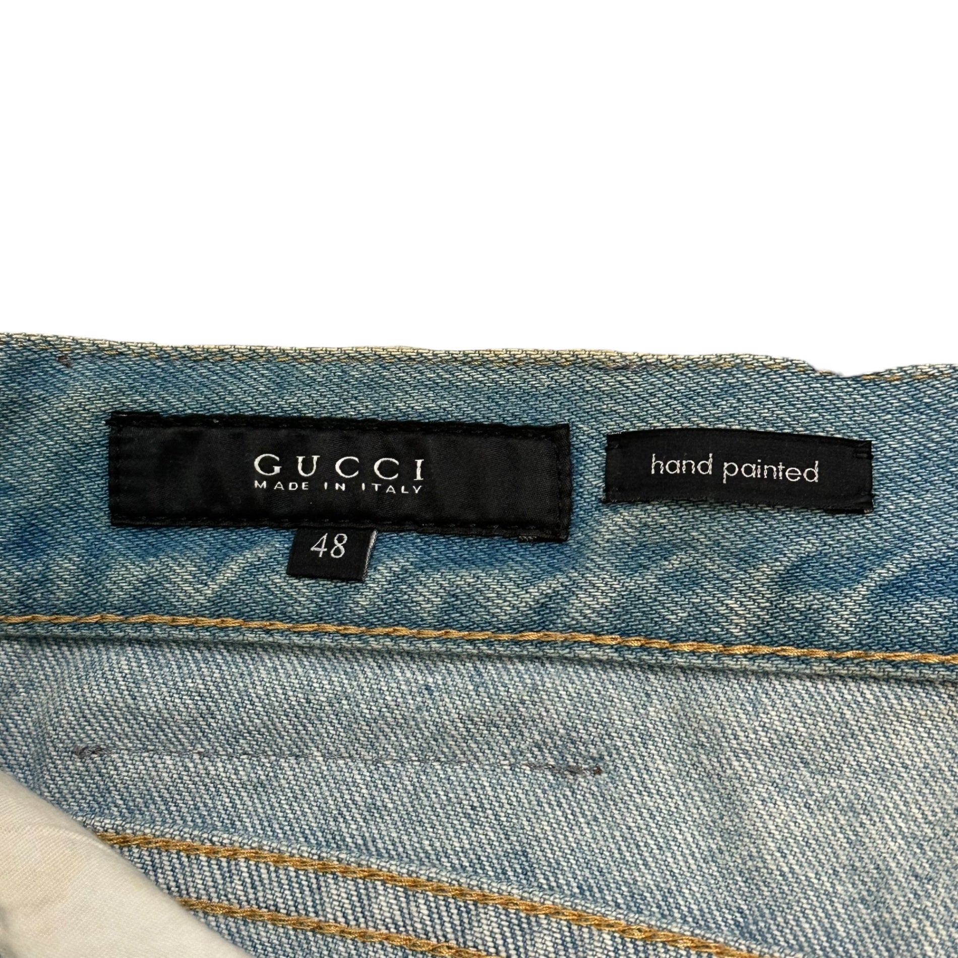 GUCCI(グッチ) 15SS By Frida Giannini 1953 Hand Painted Denim Pants ハンドペイント デニム パンツ 375819 48 ライトインディゴ フリーダ期