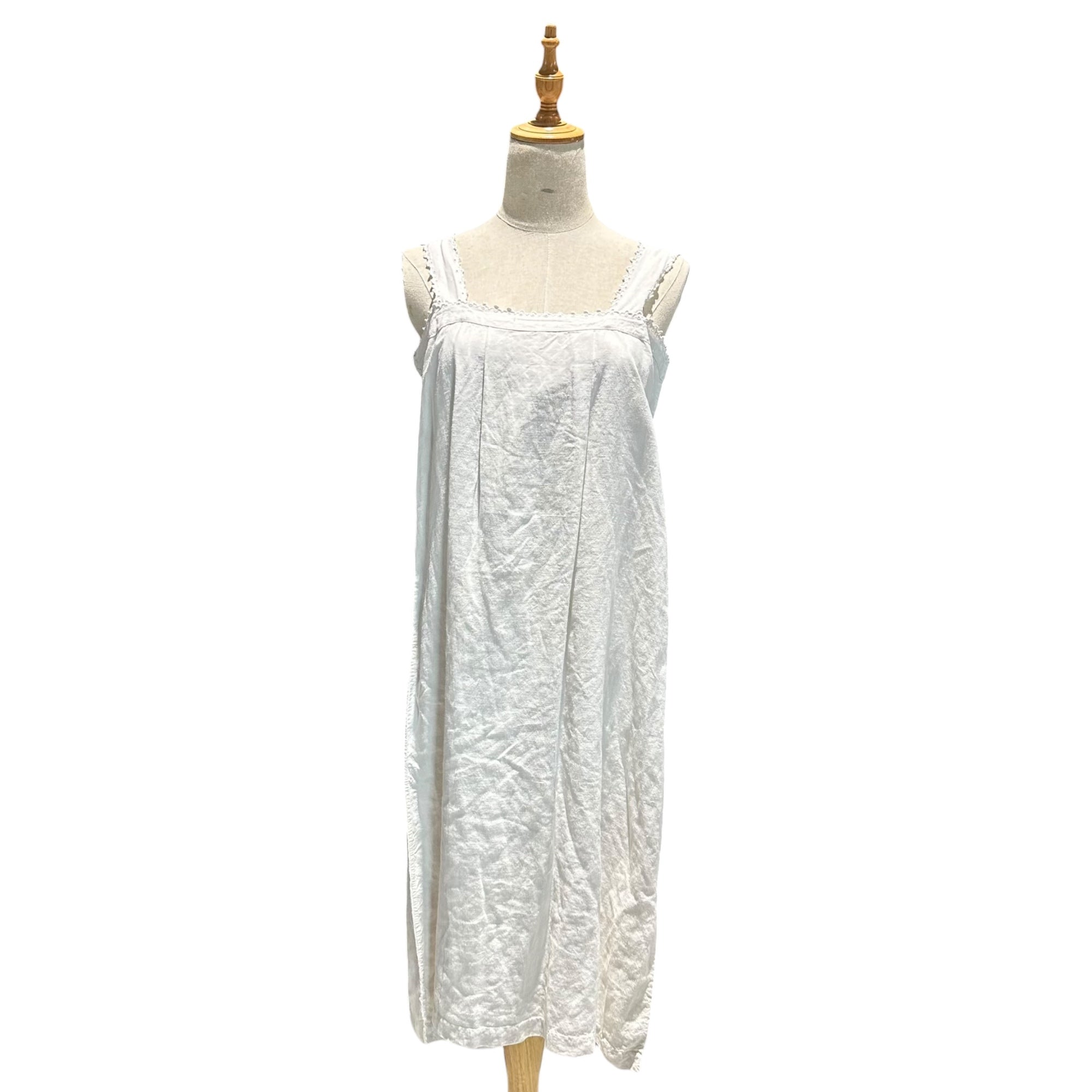 Euro vintage(ヨーロッパヴィンテージ) 20's~ hand_ scalloped lace camisole onepiece スカラップレースのコットンキャミソールワンピース 表記無し(M程度) ホワイト