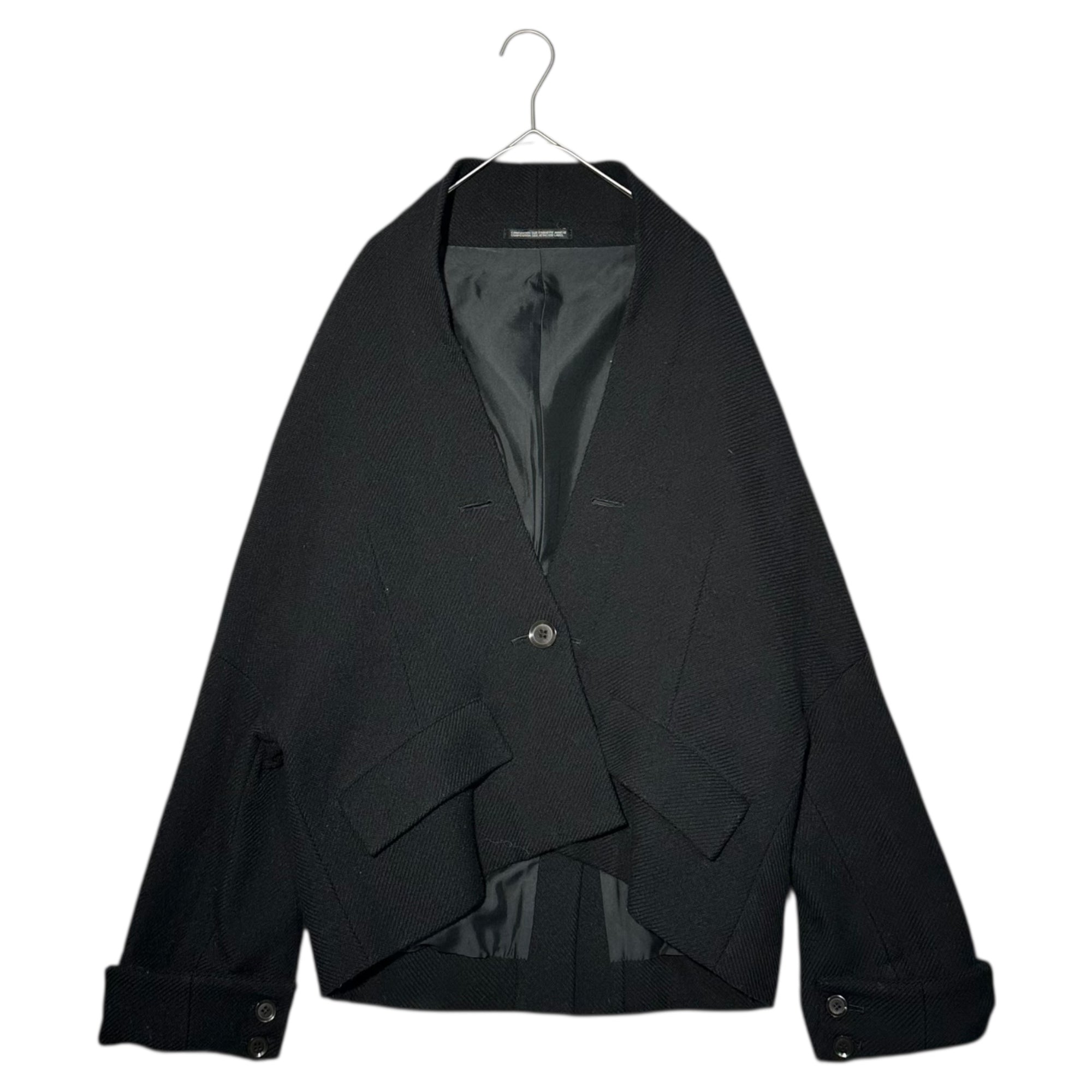 YOHJI YAMAMOTO+NOIR(ヨウジヤマモトプリュスノアール) Kimono-style L/S wool 1B jacket 着物 スタイル 長袖 ウール 1ボタン ジャケット NJ-J11-116 2(M程度) ブラック