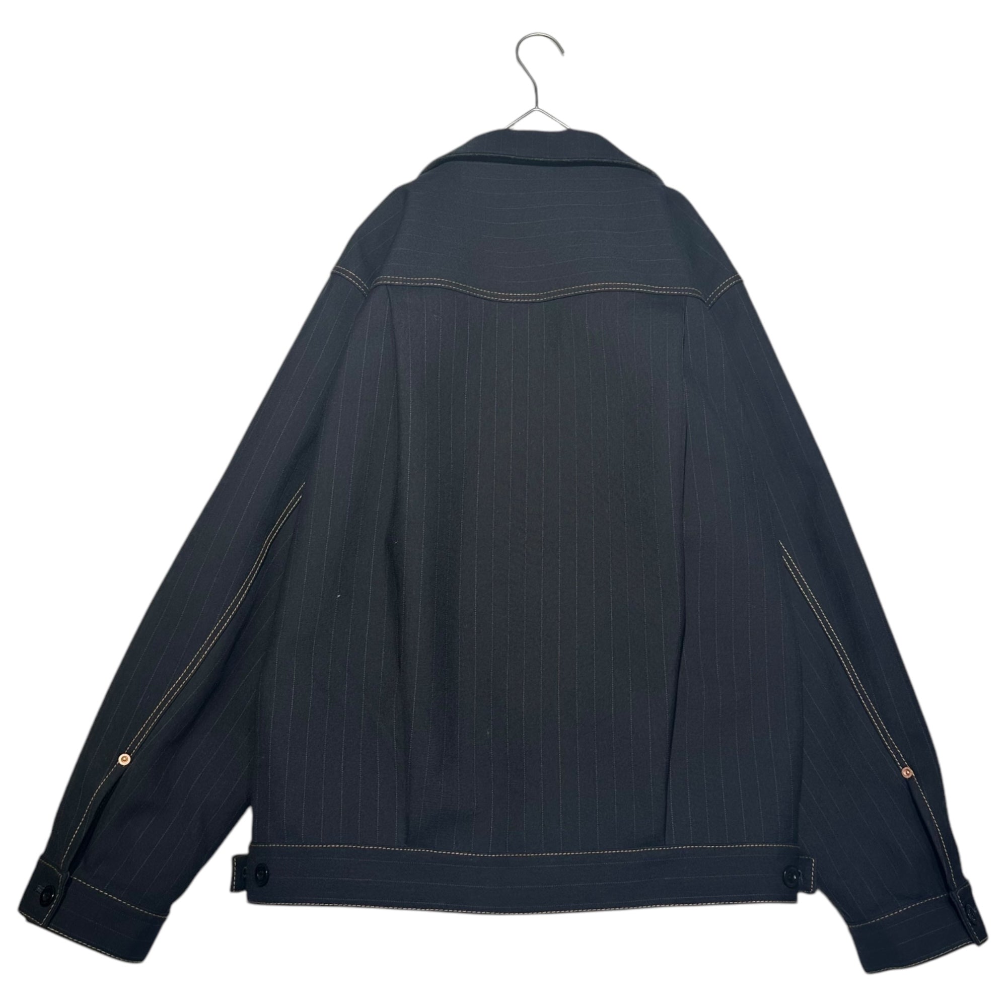 sacai(サカイ) 24SS Chalk Stripe Bonding Jacket チョーク ストライプ ボンディング ジャケット 24-03346M 2(M程度) ダークネイビー×インディゴ リバーシブル デニム