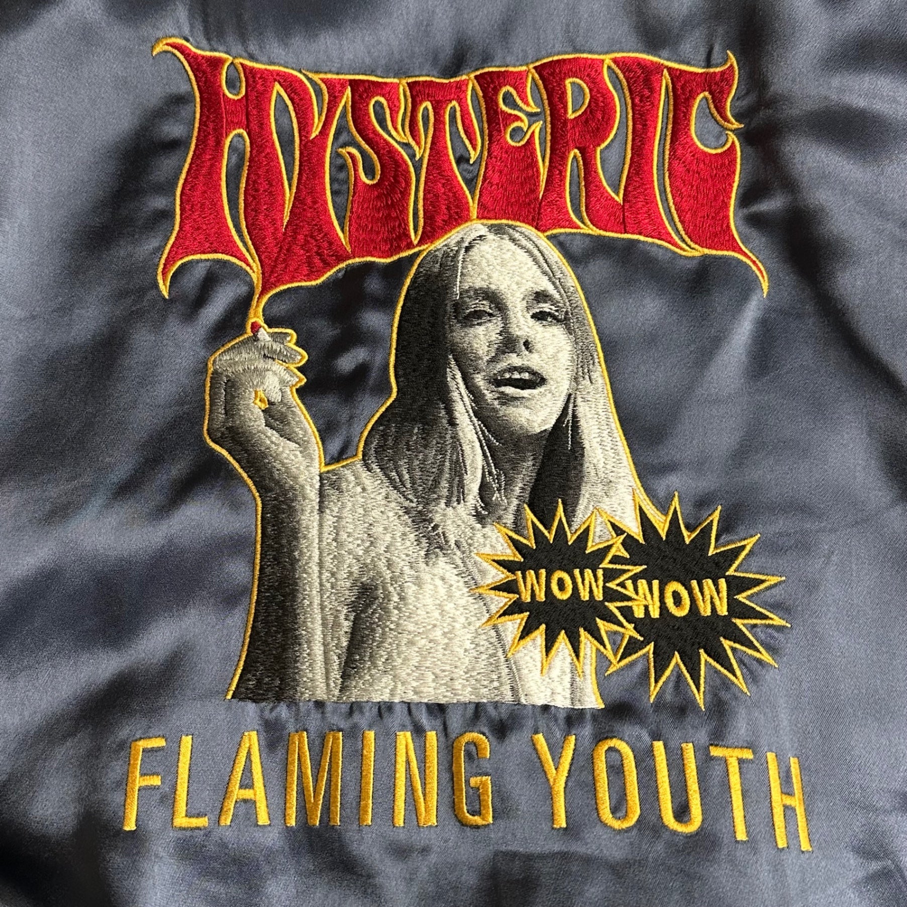 HYSTERIC GLAMOUR(ヒステリックグラマー) 25SS ”FLAMING YOUTH” Souvenir Jacket 刺繍 スカジャン 02251AB03 XL ネイビー×シルバー ジャケット