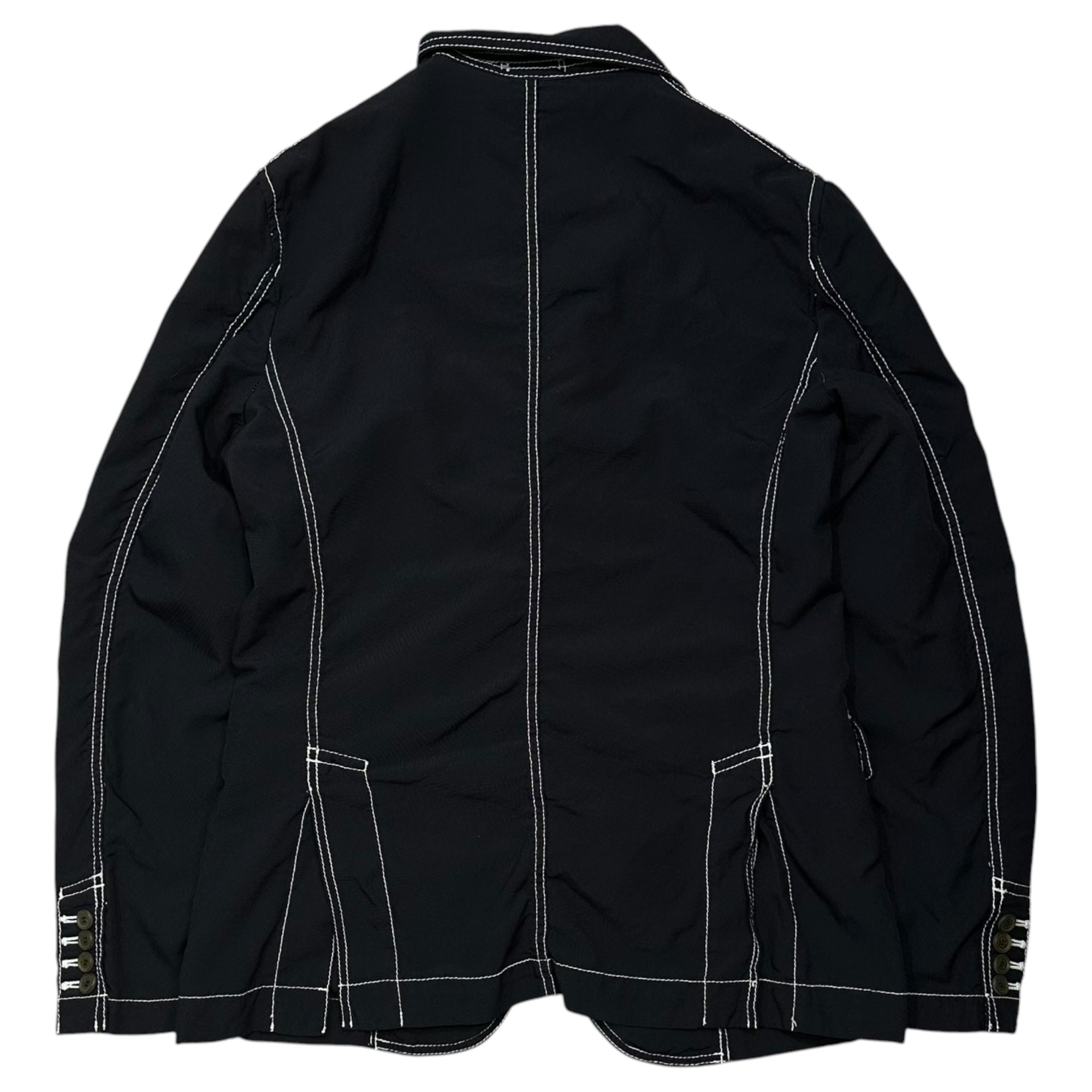 COMME des GARCONS HOMME DEUX(コムデギャルソンオムドゥ) 2014SS Polyester-Dyed Jacket with White Stitching and 3 Buttons ポリ製品染め ホワイトステッチ 3ボタン ジャケット DM-J044 S ブラック×ホワイト AD2013