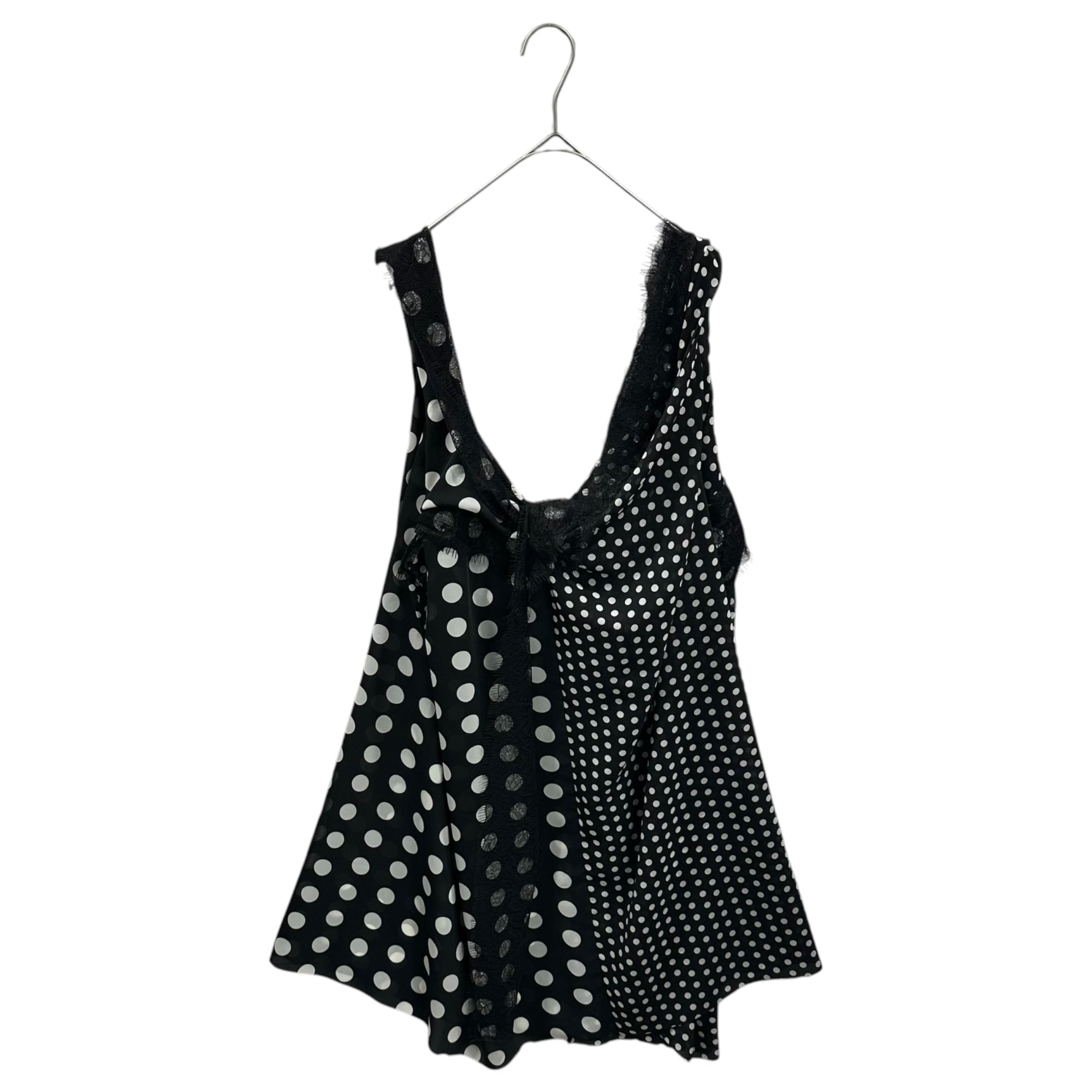 JUNYA WATANABE(ジュンヤワタナベ) 26SS Polka Dot Lace Asymmetrical Camisole Dress ドット レース アシンメトリー キャミソール ワンピース JQ-O021 M ブラック×ホワイト AD2025 コムデギャルソン シアー
