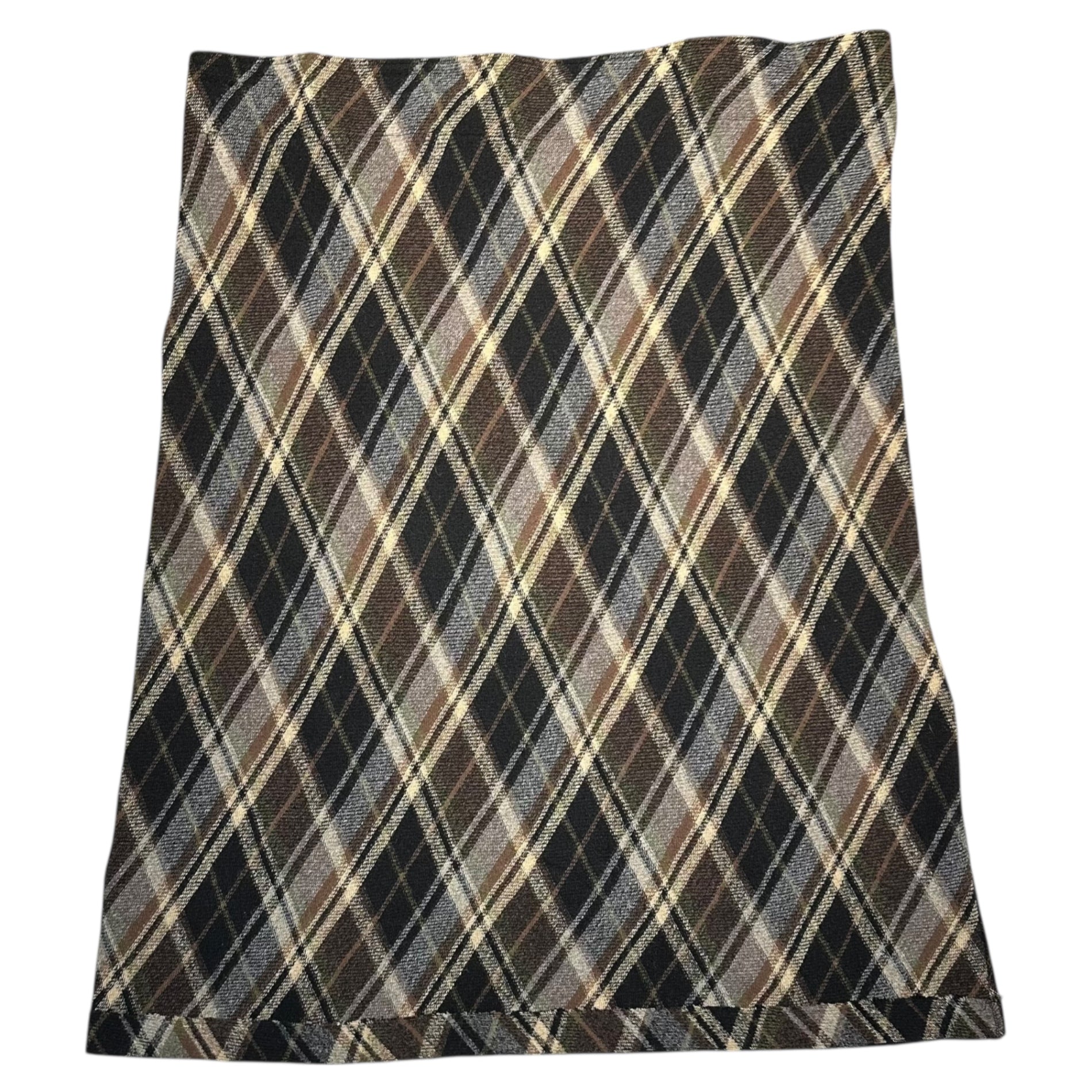 Y's(ワイズ) Wool nylon check long skirt ウール ナイロン チェック ロング スカート YJ-T41-977 3(L程度) ブラック×ブラウン×ホワイト