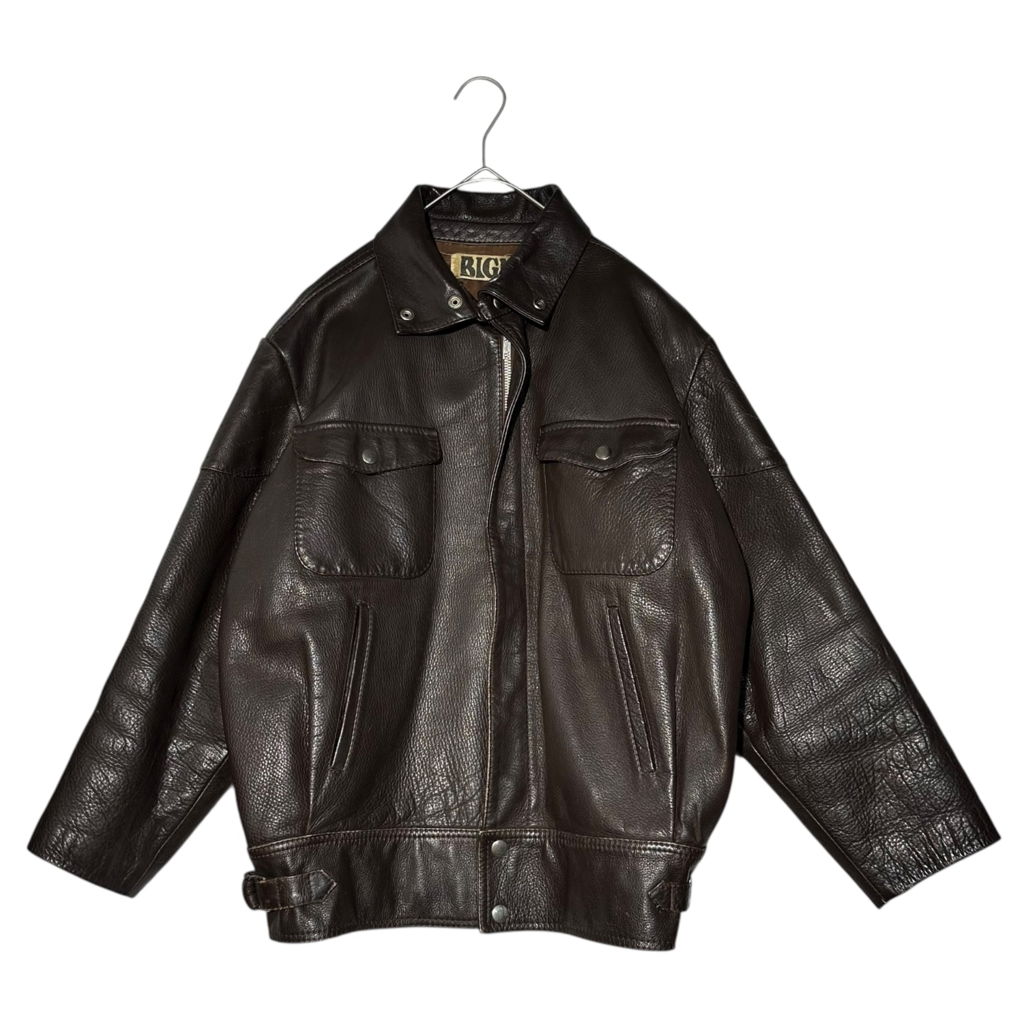 BIGI(ビギ) 80's Leather Rider Jacket レザー ライダース ジャケット 46(S程度) ダークブラウン ヴィンテージ 80年代 古着 初期