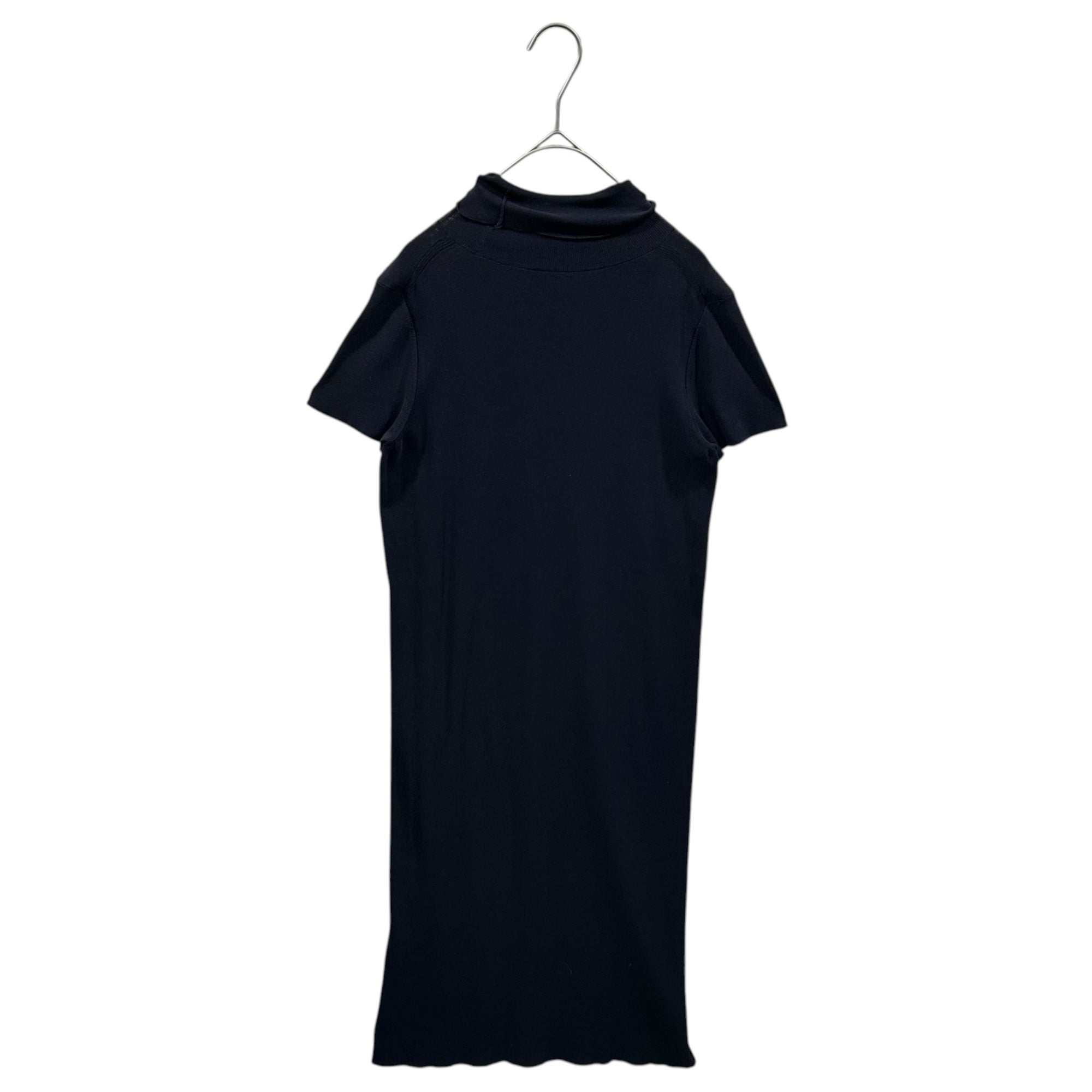 YOHJI YAMAMOTO(ヨウジヤマモト) Cotton High-Gauge Knit Turtleneck S/S Dress コットン ハイゲージ ニット タートルネック 半袖 ワンピース 2 ネイビー