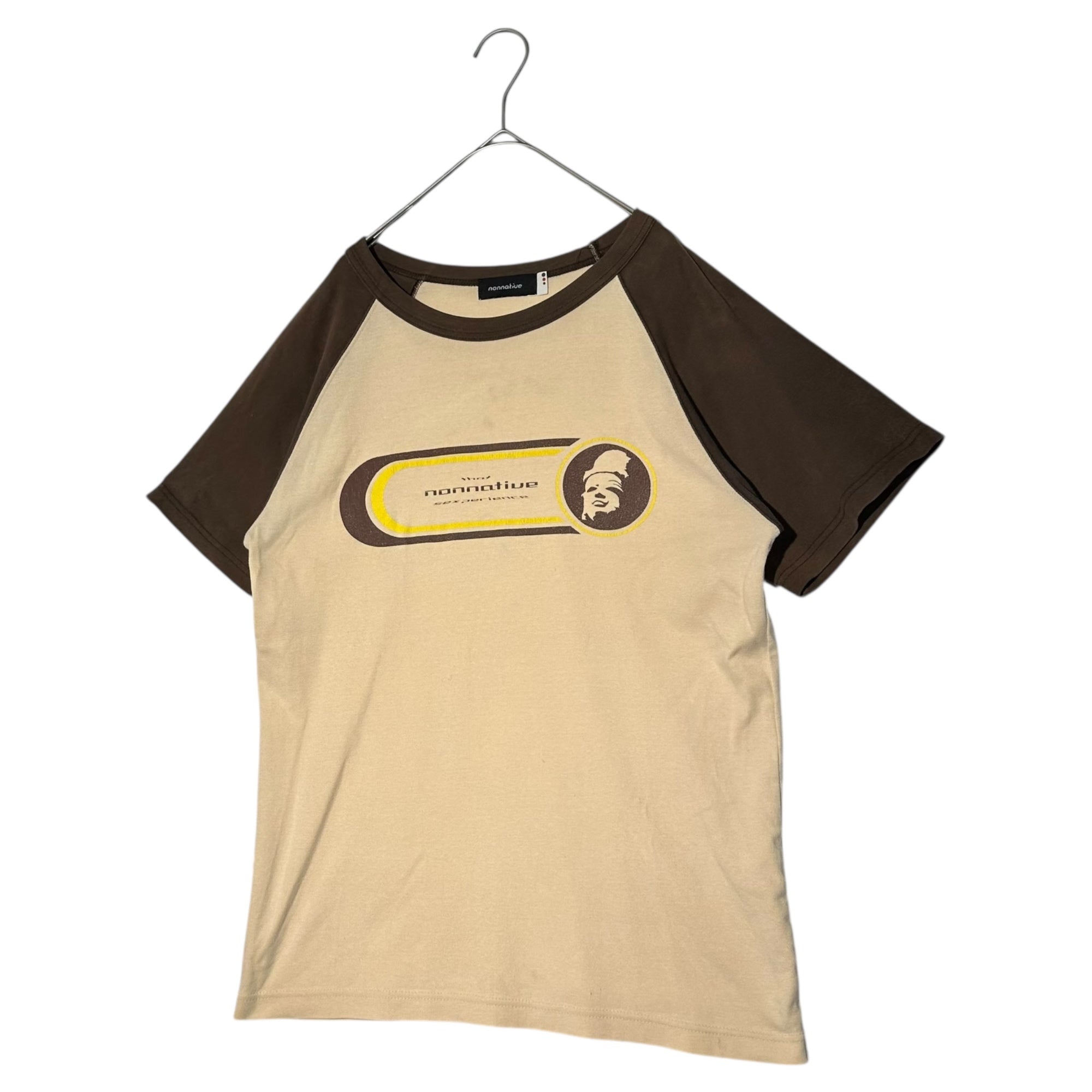 nonnative(ノンネイティブ) 00's old logo Printed Raglan S/S T-shirt オールド ロゴ プリント ラグラン 半袖 Tシャツ 表記無(M程度) ベージュ×ブラウン