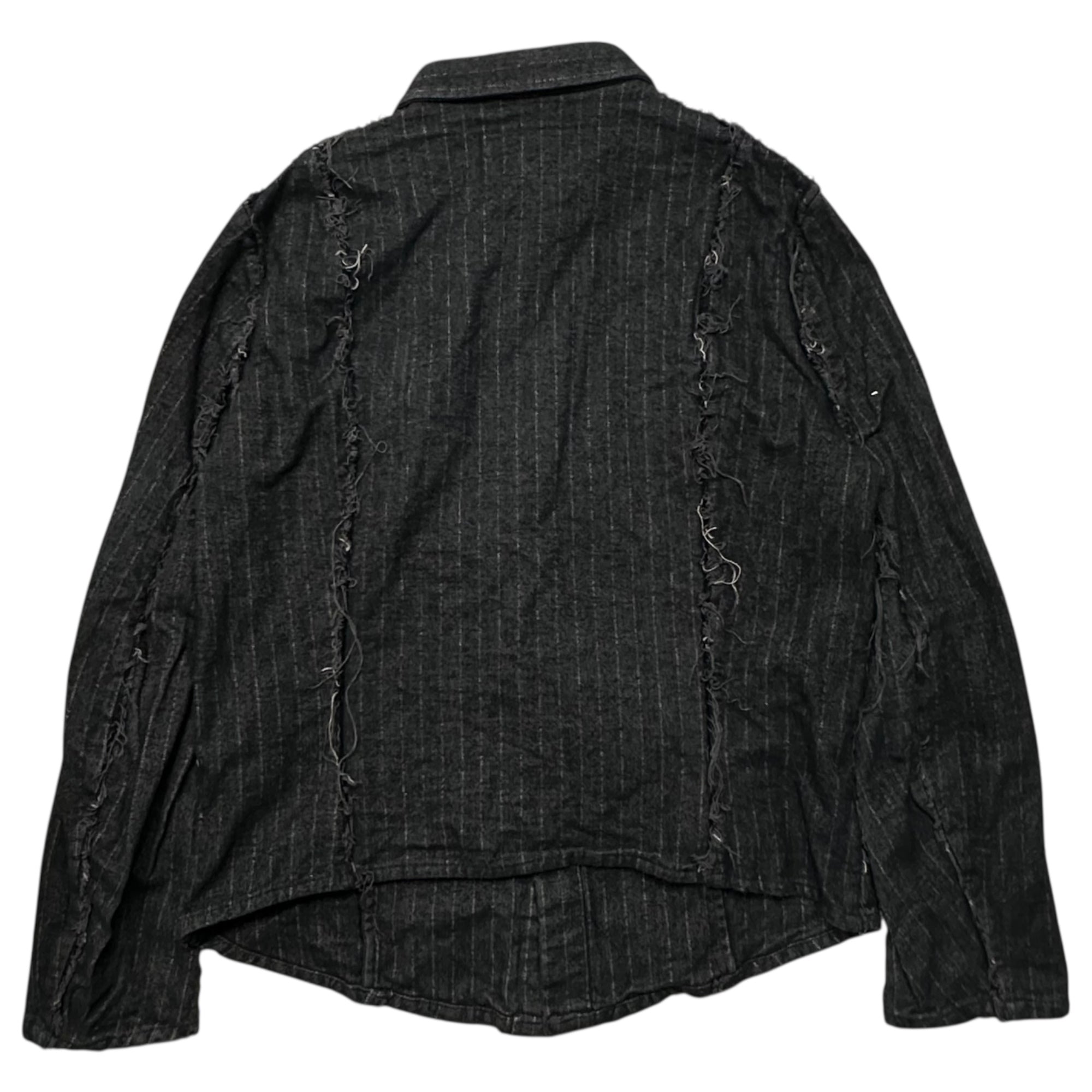 Nemeth(ネメス) Cut-off Stripe Cotton L/S Flannel Shirt 断ち切り ストライプ コットン 長袖 ネル シャツ 2045 S チャコールグレー×ライトグレー