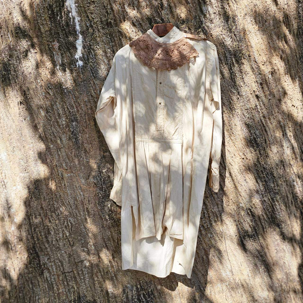 Euro vintage(ヨーロッパヴィンテージ) 20～40's antique smock dress アンティーク スモック ワンピース 20~40年代 FREE オフホワイト