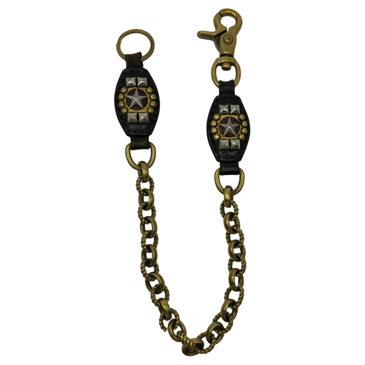 CALEE(キャリー) Brass Star Studs Wallet Chain ブラス スター スタッズ ウォレット チェーン ゴールド×ブラウン