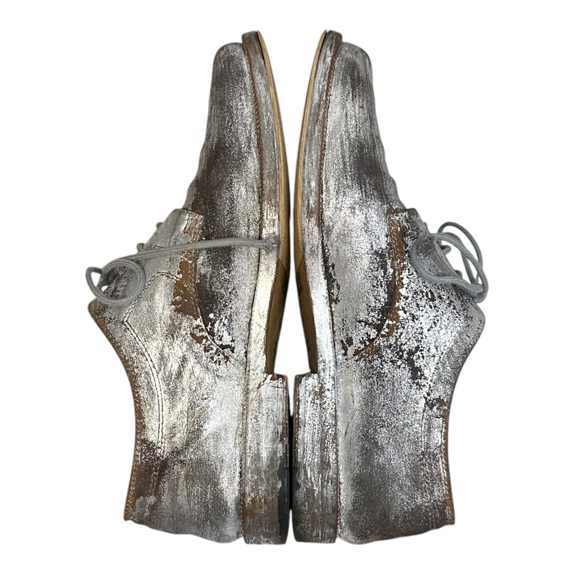 MAISON MARGIELA(メゾンマルジェラ) 2020AW TABI Derbys - Silver Bianchetto 足袋 ダービー シューズ ペンキ加工 S34WQ0021 36 シルバー 革靴 レースアップ