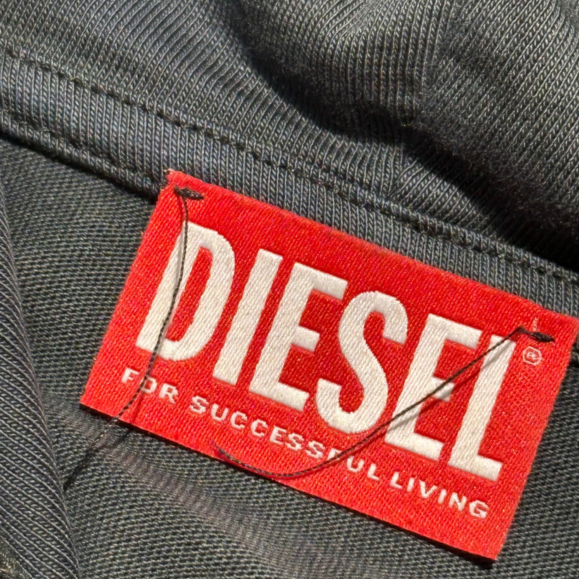 DIESEL(ディーゼル) T-CRANE-LS-HOOD デストロイ コットン フーディ  A16173 L ブラック プルオーバー パーカー ダメージ加工 ロゴ