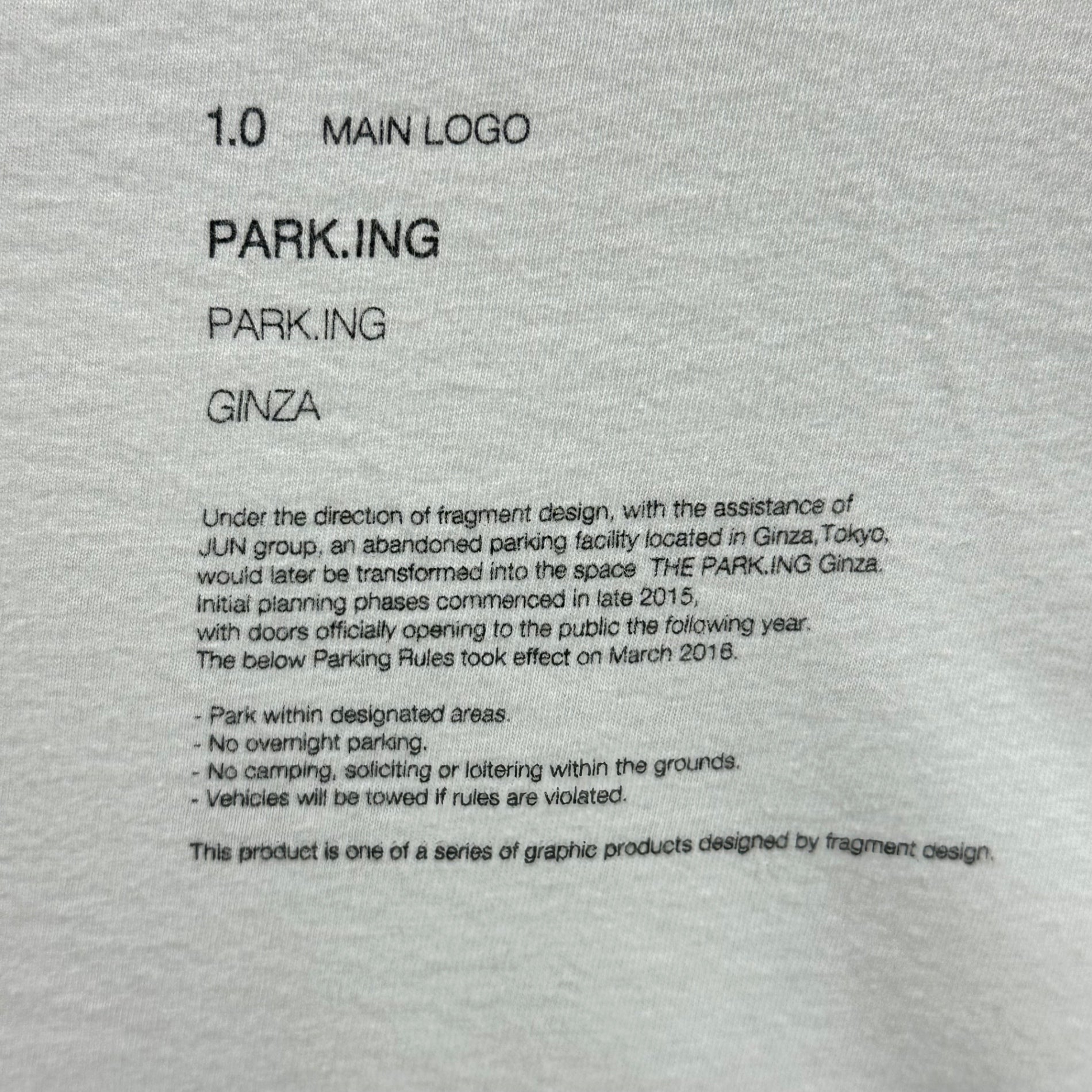THE PARK・ING GINZA(ザパーキング・銀座) Front logo print s/s T-shirt フロント ロゴ プリント 半袖 Tシャツ 21290 L ホワイト×ブラック