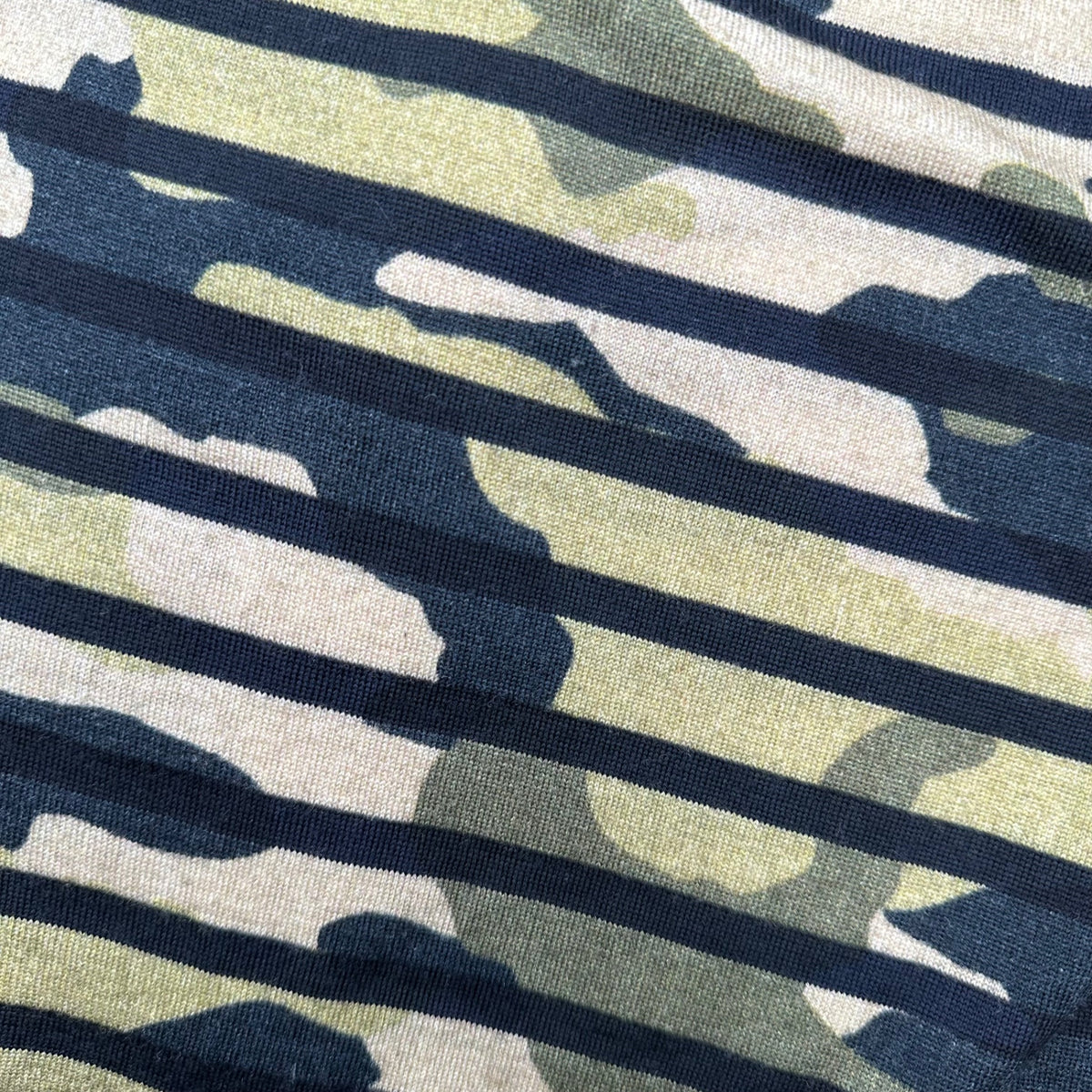 TAO COMME des GARCONS(タオコムデギャルソン) 2009SS Camouflage-Border Back-Button Knit カモフラ ボーダー バック ボタン ニット 3C-N004 S アイボリー×ネイビー×カーキ AD2008 00s アーカイブ
