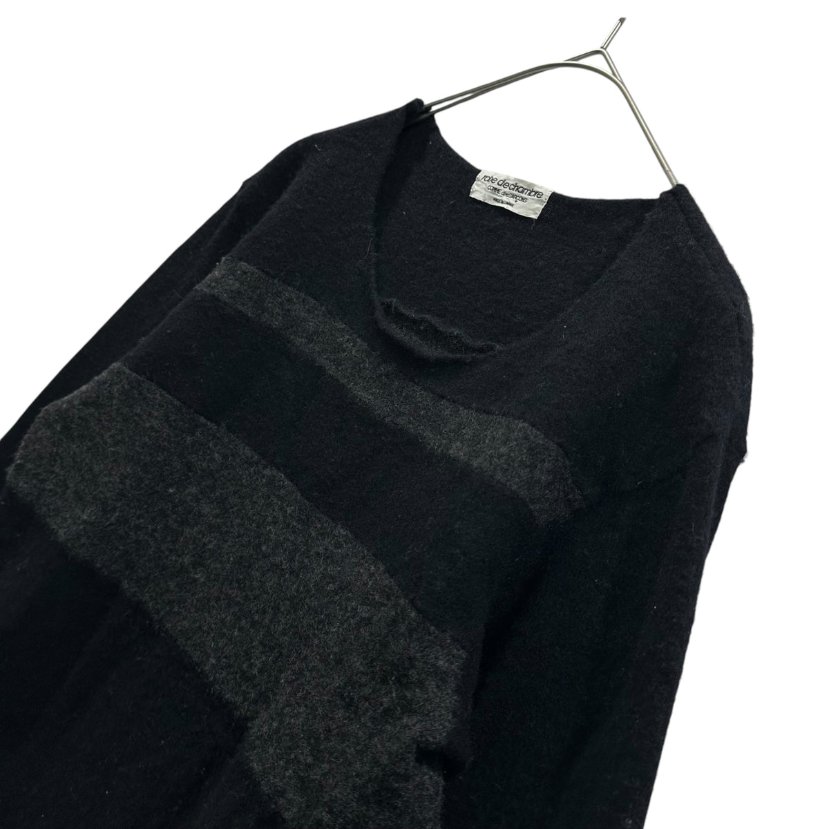 robe de chambre COMME des GARCONS(ローブドシャンブルコムデギャルソン) 1998AW 2-Stripe Crew-Neck Wool Sweater 2ライン クルーネック ウール ニット RT-040260 FREE ブラック×グレー AD1998 アーカイブ