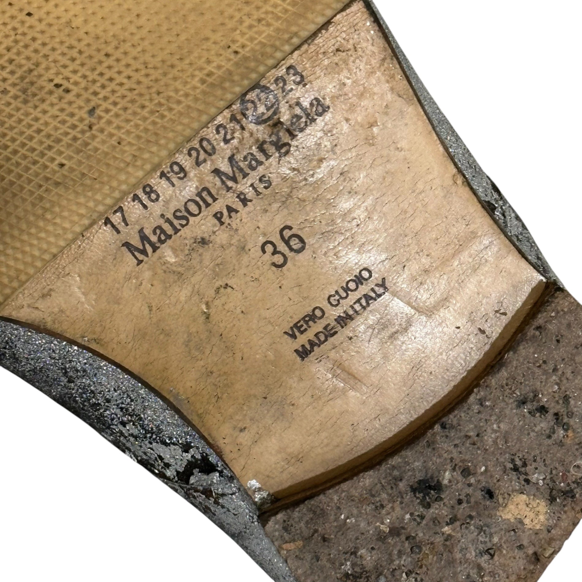 MAISON MARGIELA(メゾンマルジェラ) 2020AW TABI Derbys - Silver Bianchetto 足袋 ダービー シューズ ペンキ加工 S34WQ0021 36 シルバー 革靴 レースアップ