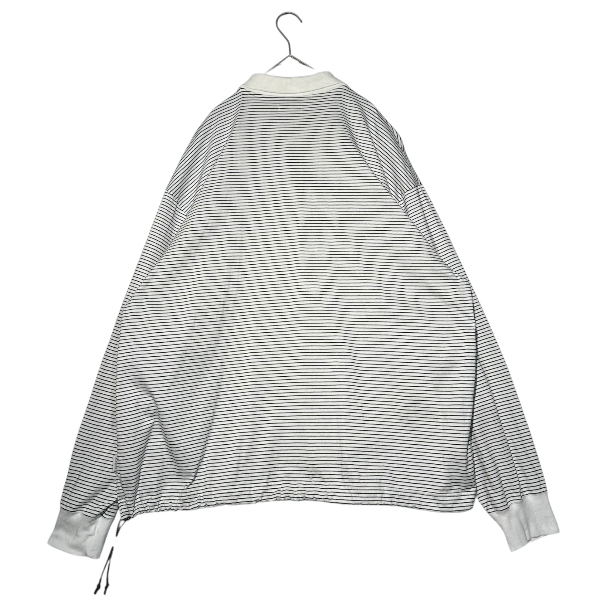 CLESSTE×Yes Good Market(クレスト×イエスグッドマーケット) 24SS STRIPED MASSIVE L/S POLO SHIRT WITH DRAWSTRINGS ストライプ ロングスリーブ 長袖 ポロシャツ CLS-TE2404 1(S程度) ホワイト×ブラック