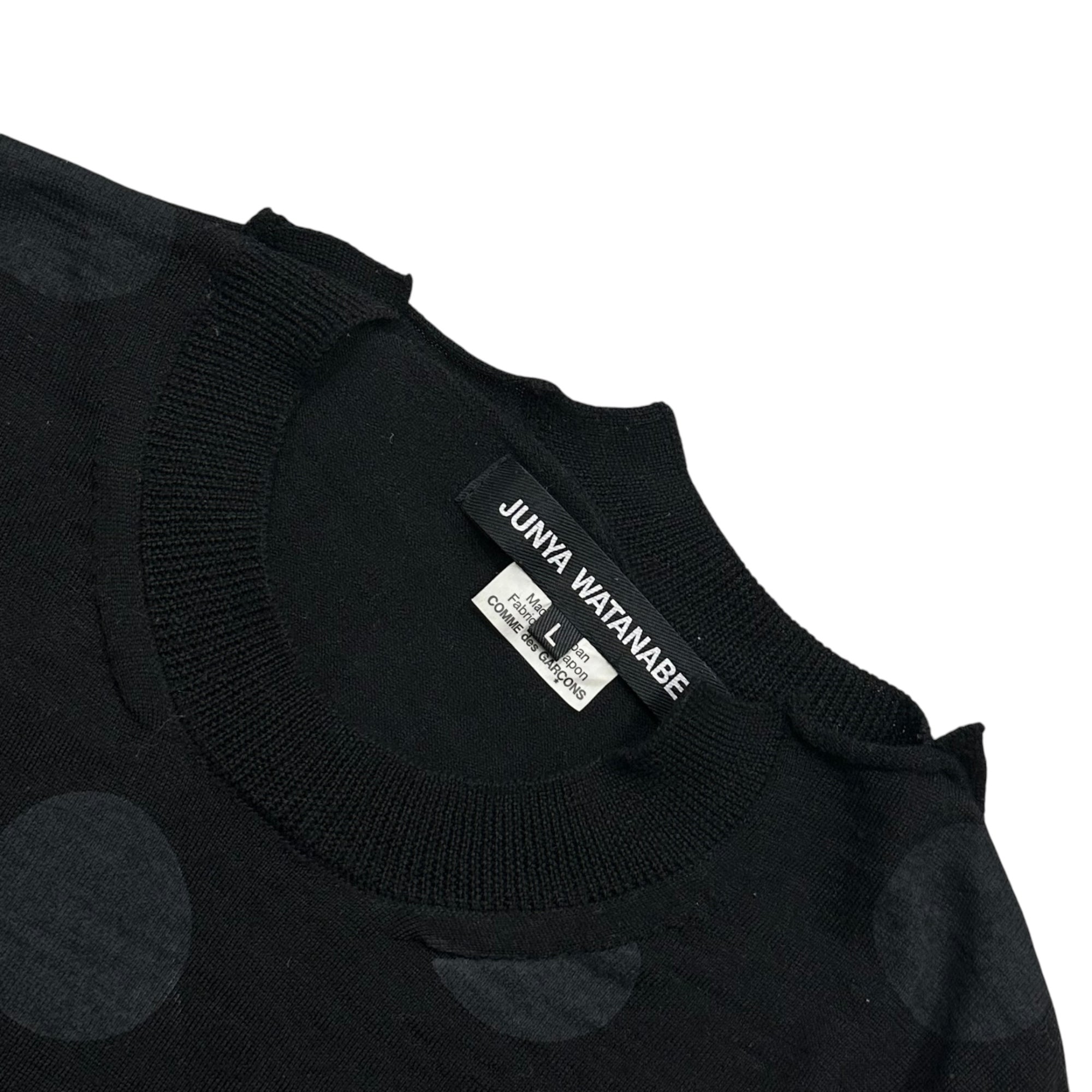 JUNYA WATANABE(ジュンヤワタナベ) 2026SS Asymmetric Polka Dot Wool Knit アシンメトリー ドット ウール ニット JQ-N019 L ブラック