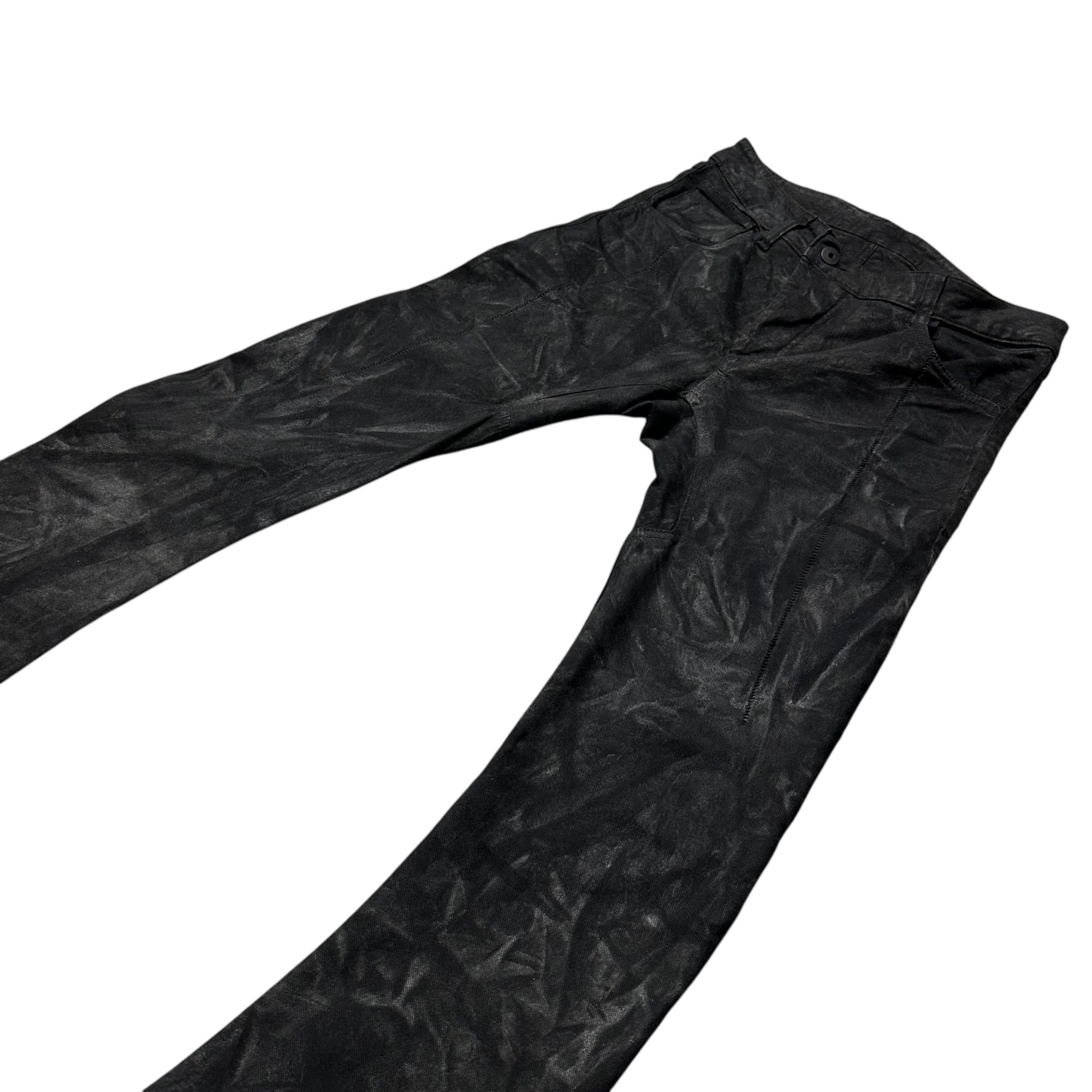 11 BY BORIS BIDJAN SABERI(イレブンバイボリスビジャンサベリ) Slim-Fit Coated Denim Pants タイトフィット コーティング デニム パンツ S ブラック バナナカット