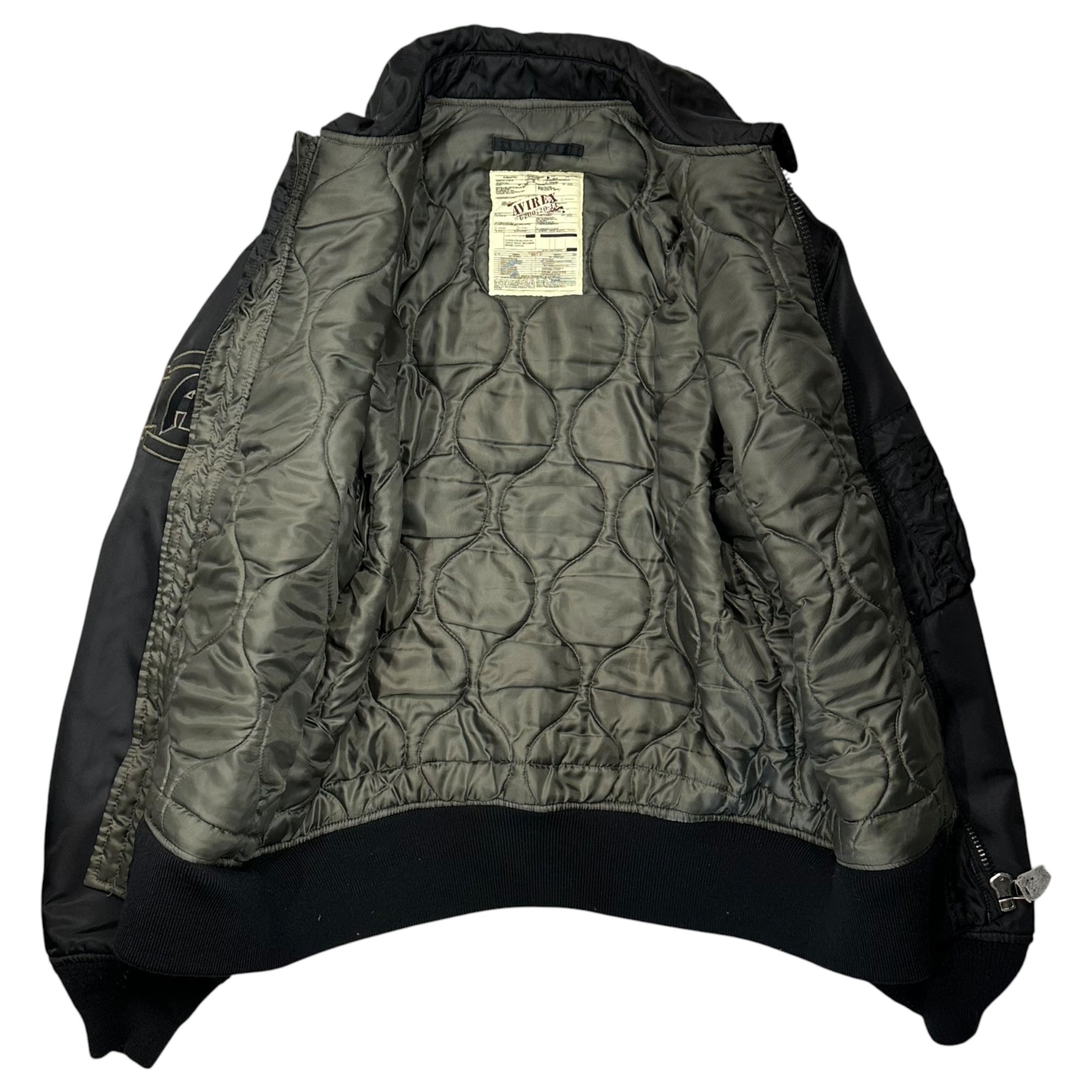AVIREX(アヴィレックス) Elite Group Quilted Lined Military Flight Jacket 精鋭集団 裏キルト ミリタリーフライトジャケット 652201 L ブラック