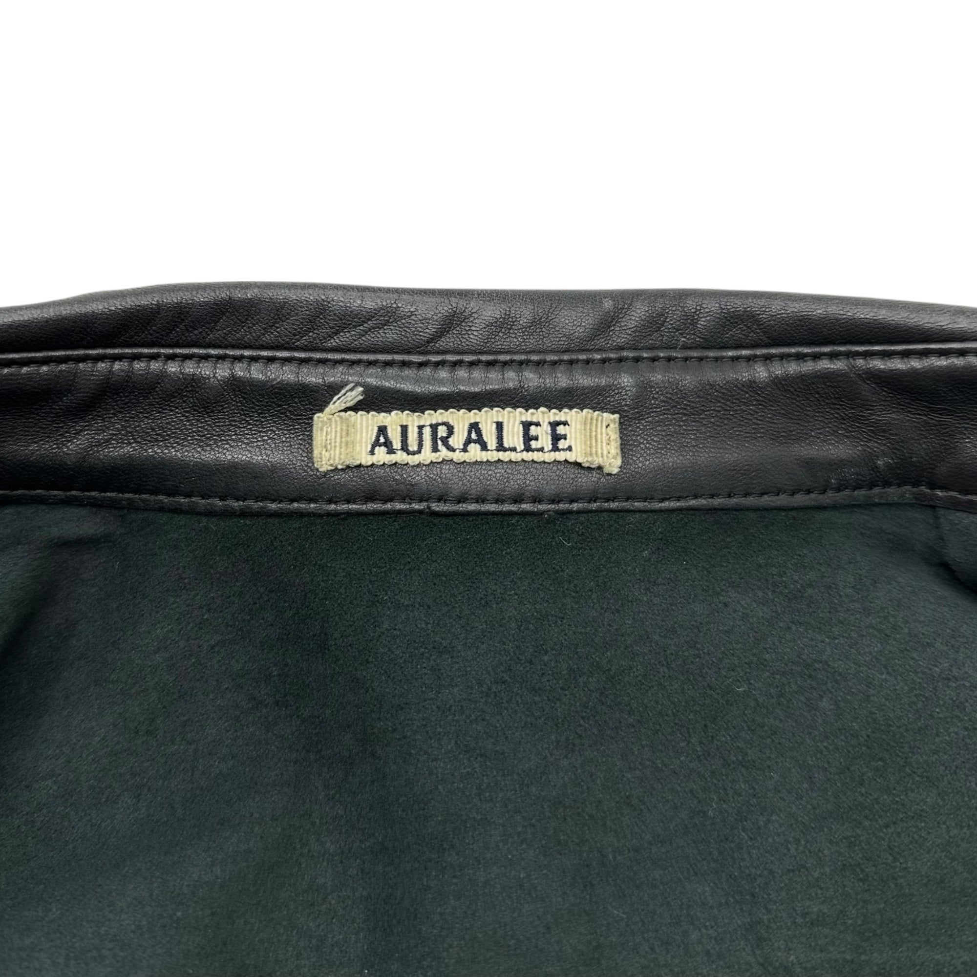 AURALEE(オーラリー) 20SS LAMB LEATHER HALF SLEEVE SHIRTS ラムレザー 半袖 シャツ ラムスキン A20SS03RL 1(ウィメンズM、メンズXS相当) ブラック