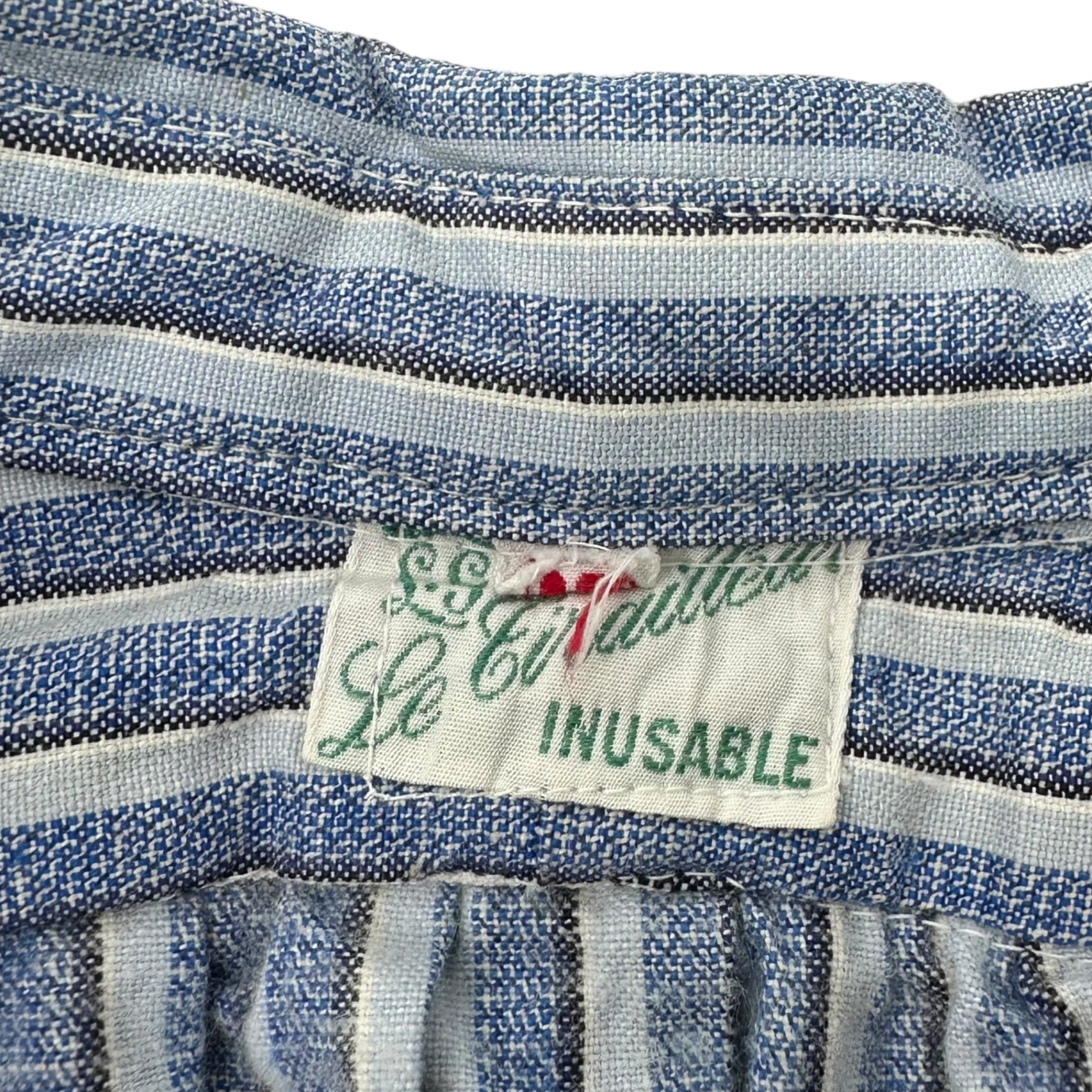 Euro vintage(ヨーロッパヴィンテージ) 30's French Vintage Striped Smock Shirt 30年代 フレンチ ヴィンテージ ストライプ スモック シャツ 110(L～XL相当) ブルー