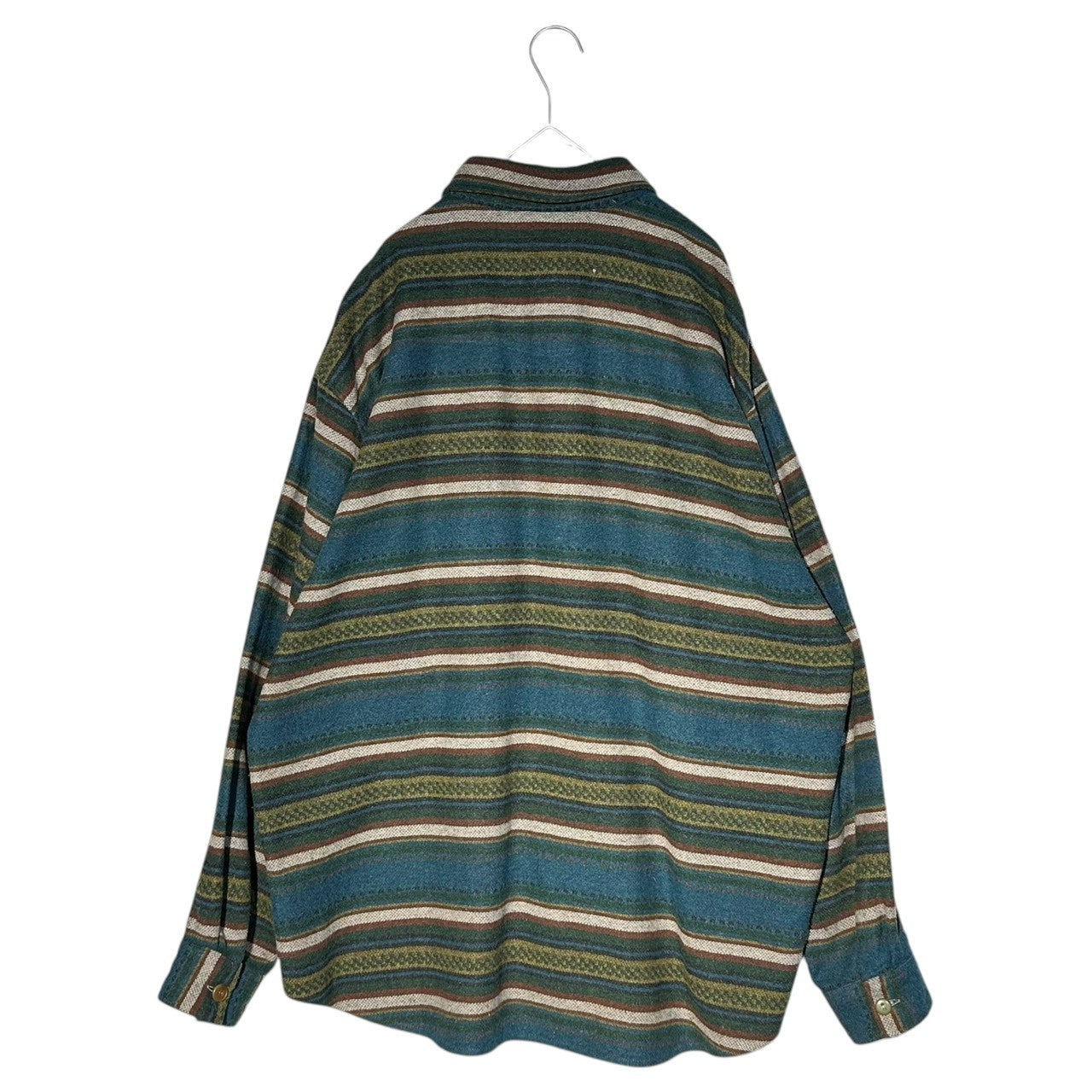 Marlboro Classics(マールボロクラシック) 90's Native Pattern Wool Flannel Shirt ネイティブ柄 ウール フランネル シャツ L ブルー ヴィンテージ 古着