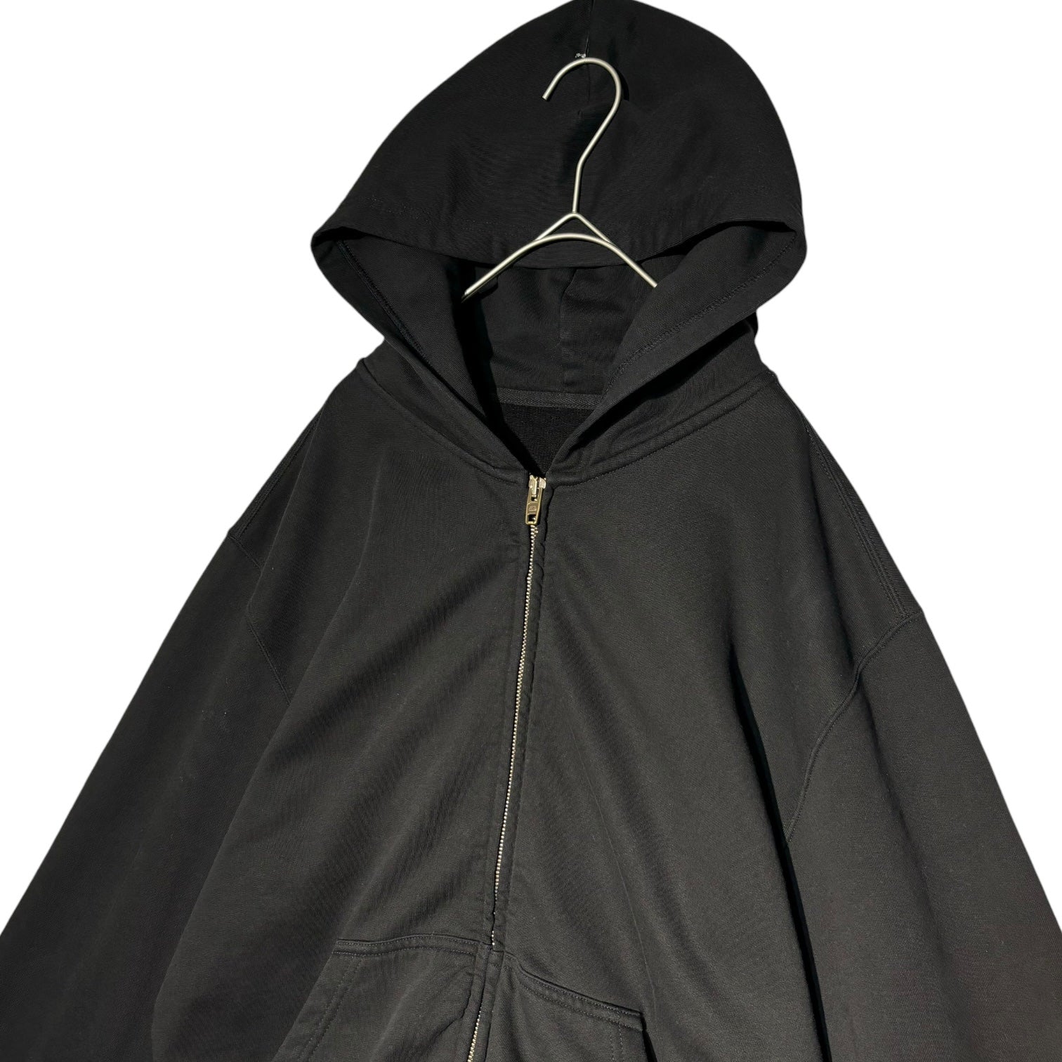 BALENCIAGA(バレンシアガ) Tab Worn-out Zip-up Hoodie ショート丈 ロゴ ジップ アップ フーディ JP57  2021 03084 S ブラック パーカー