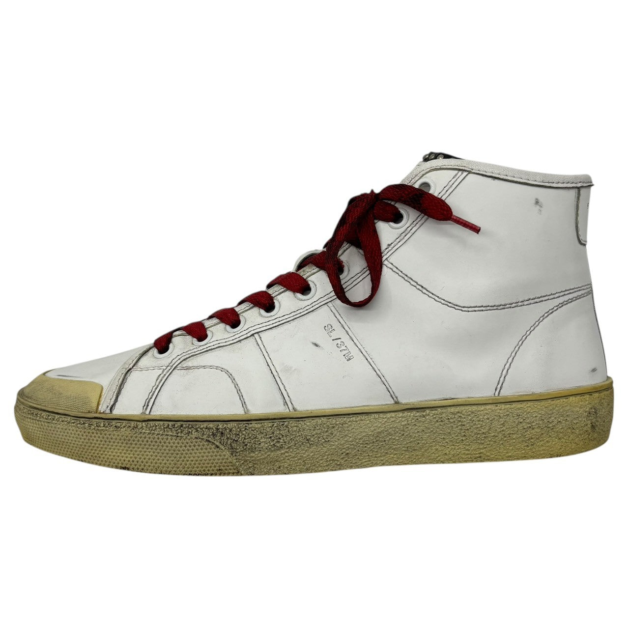 Saint Laurent(サンローラン) 16SS By Hedi Slimane Studded Leather High-Top Sneakers エディ期 スタッズ レザー ハイカット スニーカー VU420005 40 1/2(26cm程度) ホワイト 汚れ加工