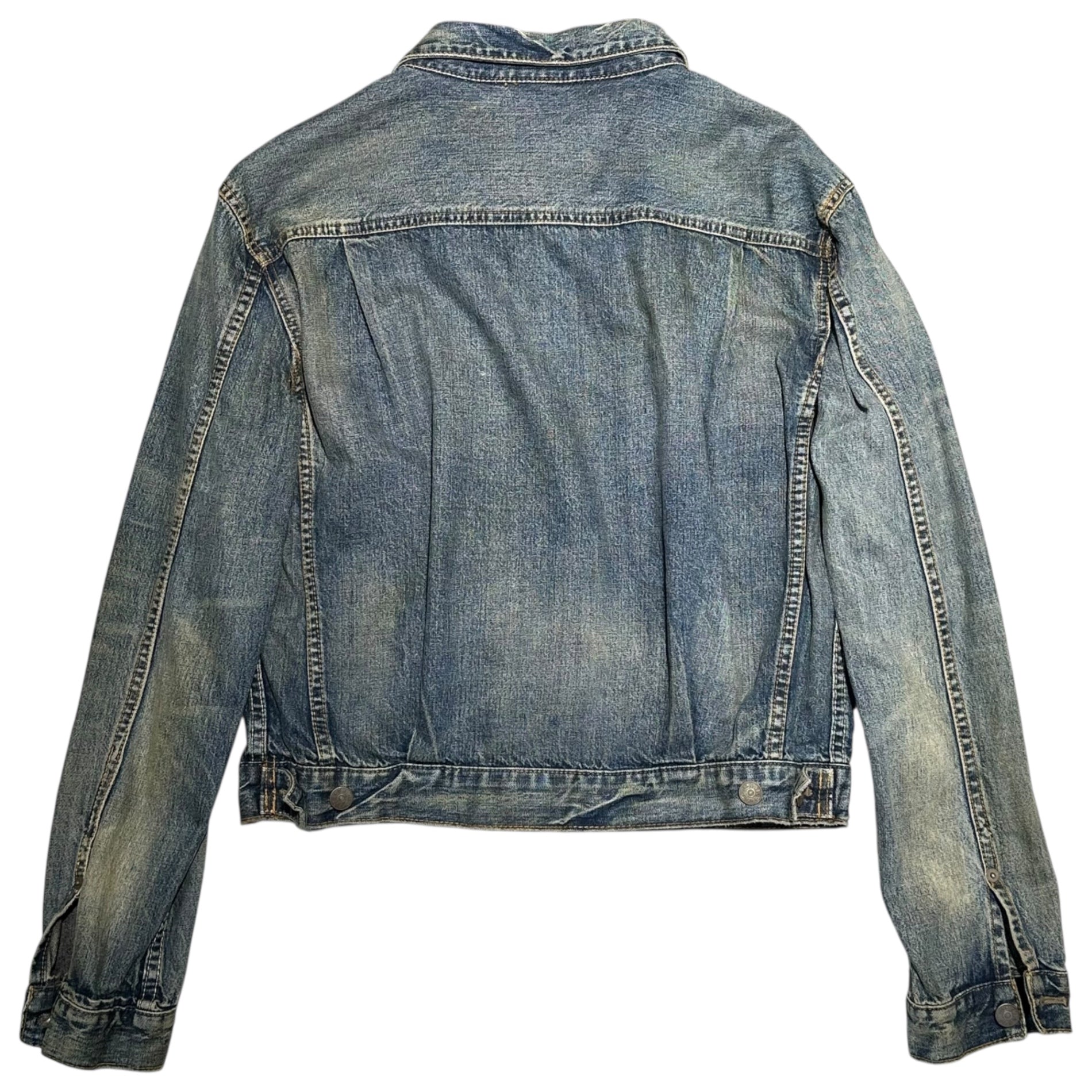 POLO RALPH LAUREN(ポロラルフローレン) 90’s~00's Type 2 Denim Tracker Jacket - Vintage-Washed セカンド タイプ ヴィンテージ 加工 デニム トラッカー ジャケット JR-RL-LM3107 L インディゴ インパクト21タグ 90年代後半～00年代
