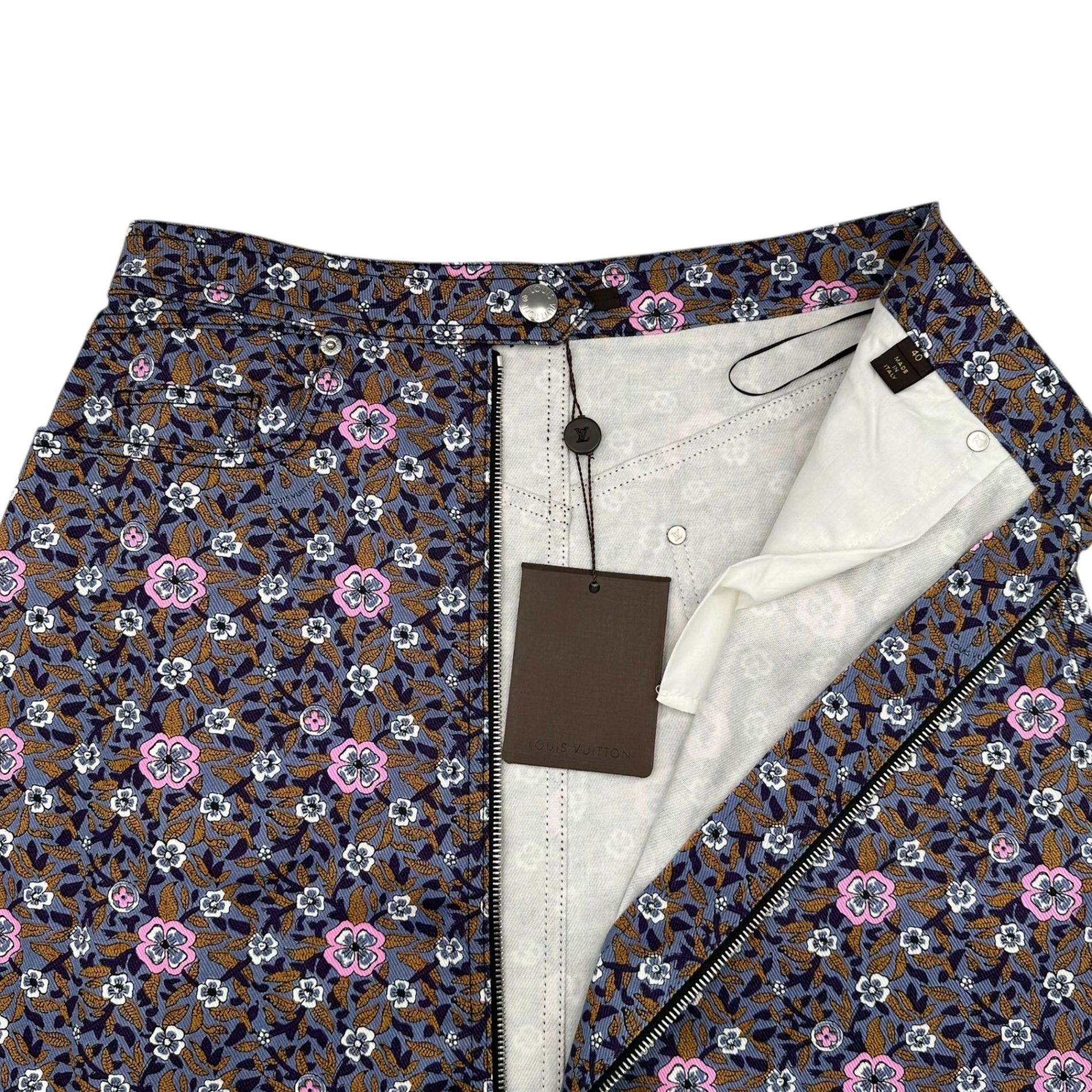 LOUIS VUITTON(ルイヴィトン) Floral Print Cotton Flare Mini Skirt 花柄 コットン フレア ミニ スカート RW152A F8SK25B74 40 パープル×ピンク