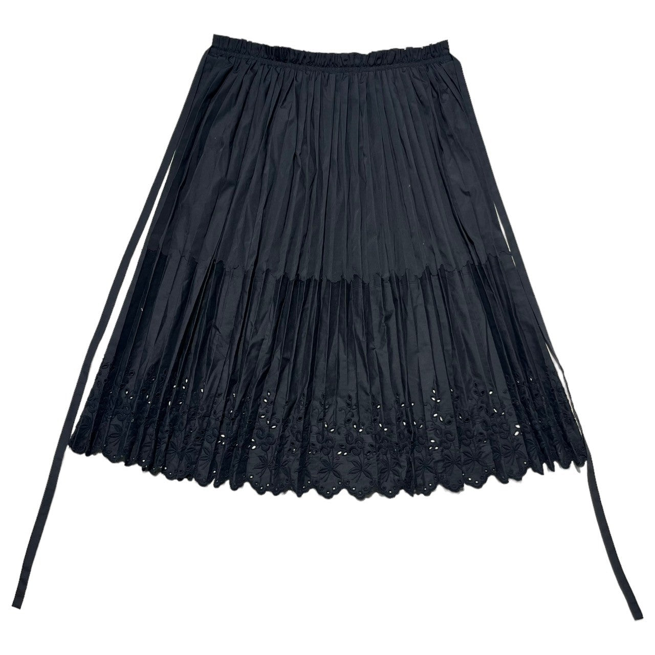 COMME des GARCONS(コムデギャルソン) 02SS Hem cutwork pleated long skirt 裾カットワーク プリーツ ロングスカート GE-S012 FREE ブラック AD2001