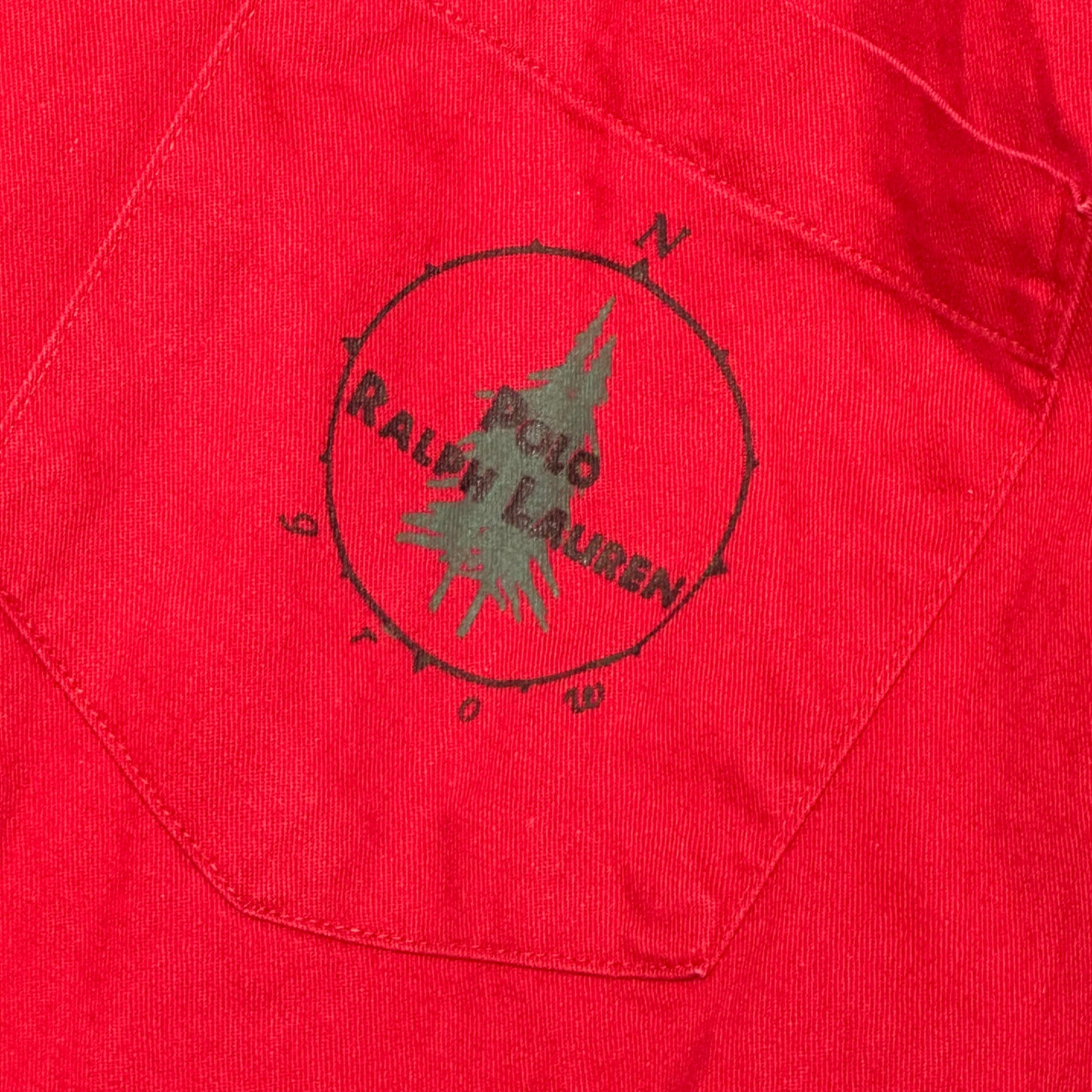 POLO RALPH LAUREN(ポロラルフローレン) 80's USA-Made Chest Print Oxford Shirt 80年代 胸 プリント オックスフォード シャツ XL レッド