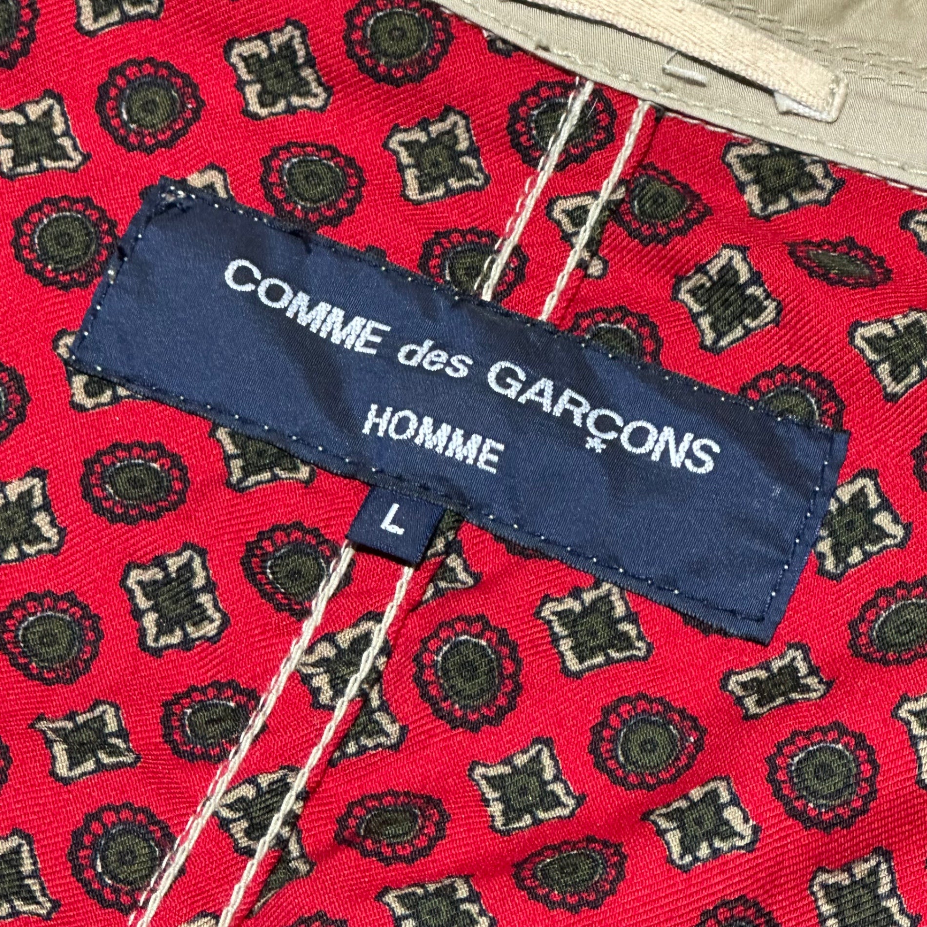 COMME des GARCONS HOMME(コムデギャルソンオム) 04SS Lined Paisley Cotton Tailored Jacket 裏地 ペイズリー コットン テーラード ジャケット HM-J006 L ベージュ×レッド AD2003