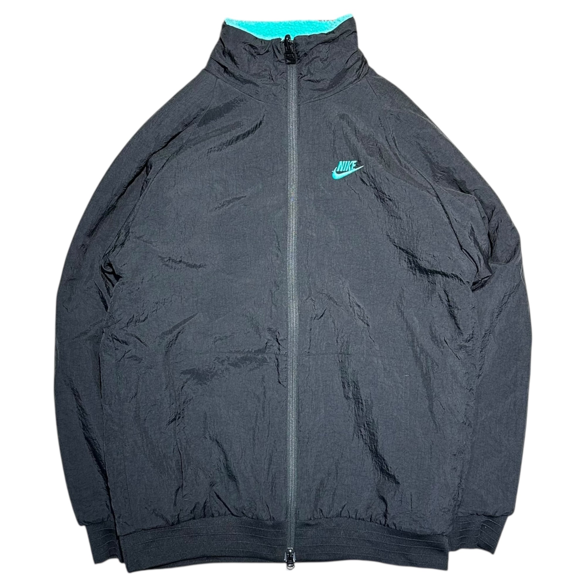 NIKE(ナイキ) AS M NSW VW SWSH FULL ZIP JKT リバーシブル ビッグ スウッシュ ボア ナイロン ジャケット BQ6546-301 M ブラック×ミントグリーン