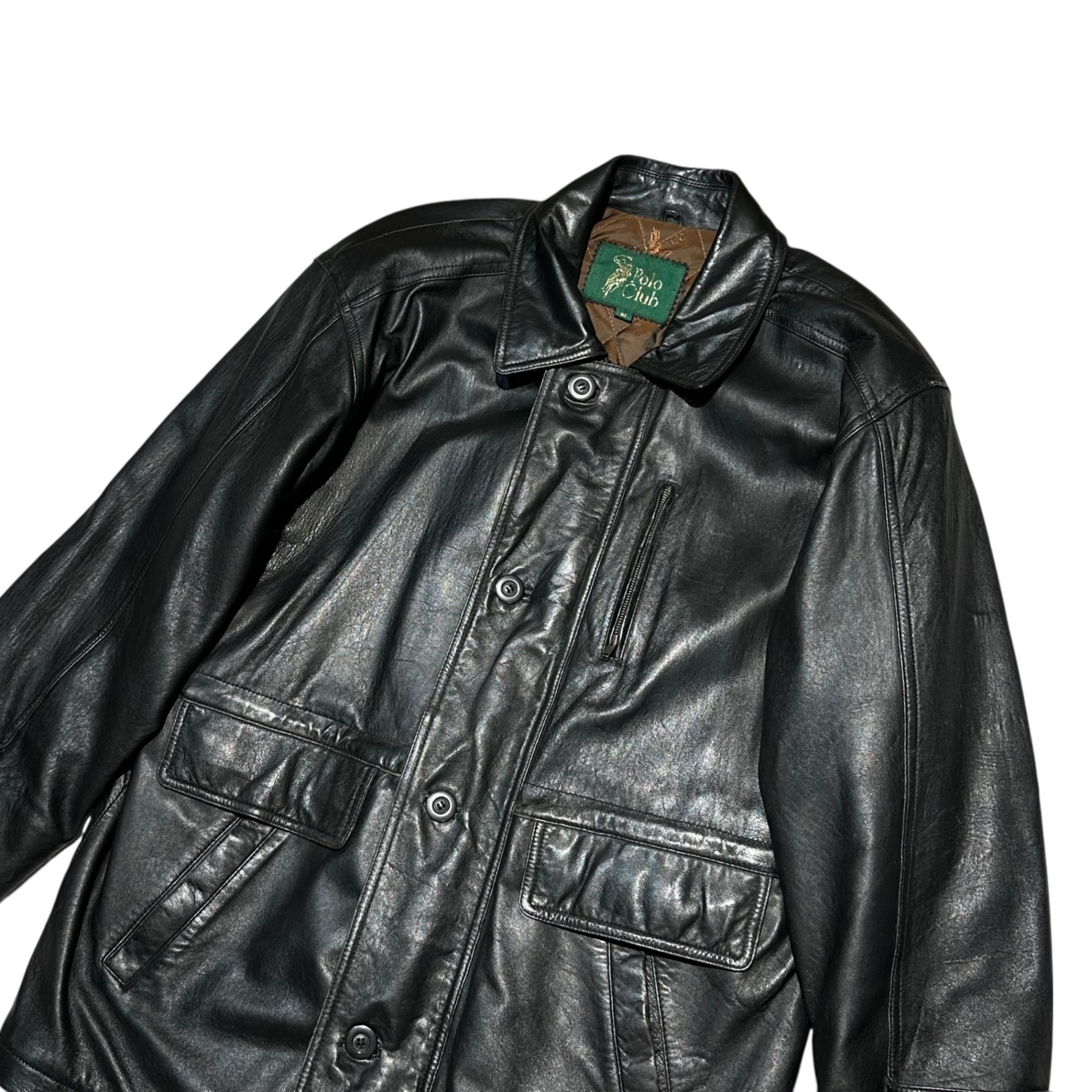 POLO CLUB(ポロクラブ) 80's~90's Vintage Long Leather Jacket  ヴィンテージ ロング レザー ジャケット  M ブラック コート