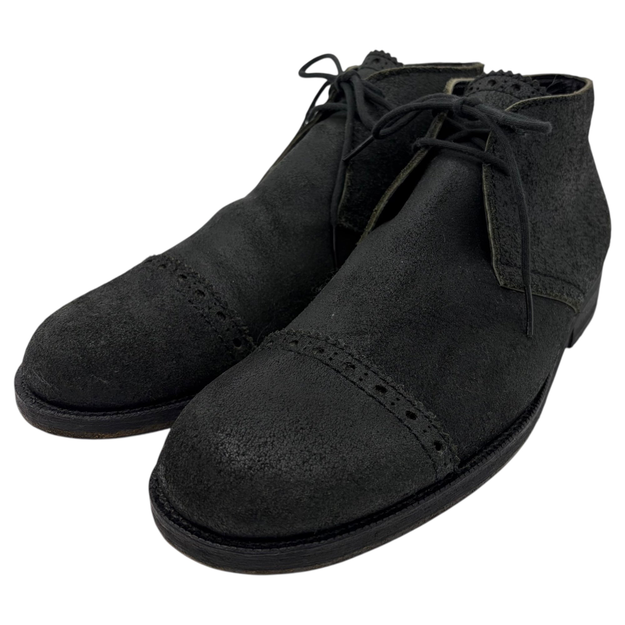 tricot COMME des GARCONS(トリココムデギャルソン) Medallion Straight-Tip Suede Chukka Boots メダリオン ストレート チップ スウェード チャッカ ブーツ 24cm ブラック レザー シューズ