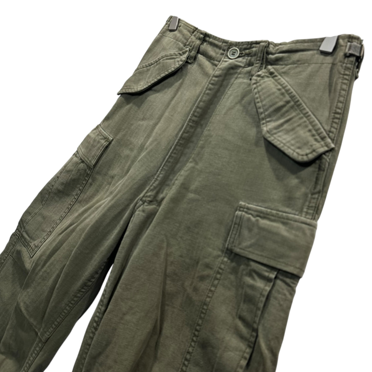 tricot COMME des GARCONS(トリココムデギャルソン) 2003SS Herringbone Military Cargo Pants ヘリンボーン ミリタリー カーゴ パンツ TI-P001 S セージグリーン AD2002 USED加工