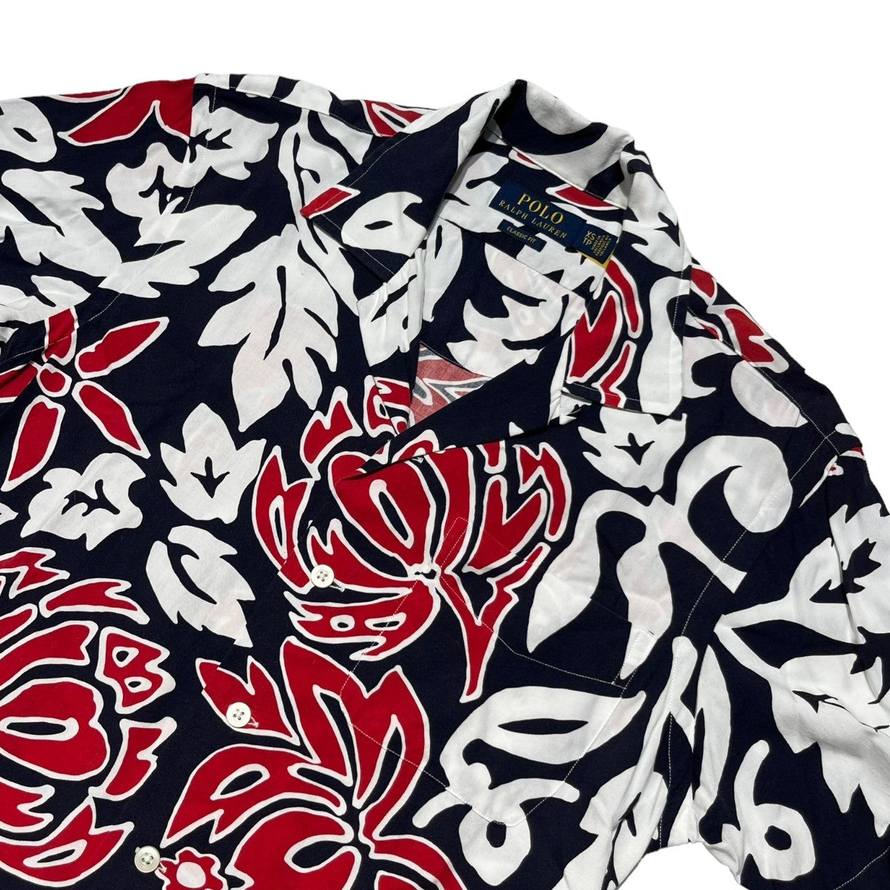 POLO RALPH LAUREN(ポロラルフローレン) All-over pattern aloha shirt 総柄 アロハシャツ XS  ネイビー×レッド