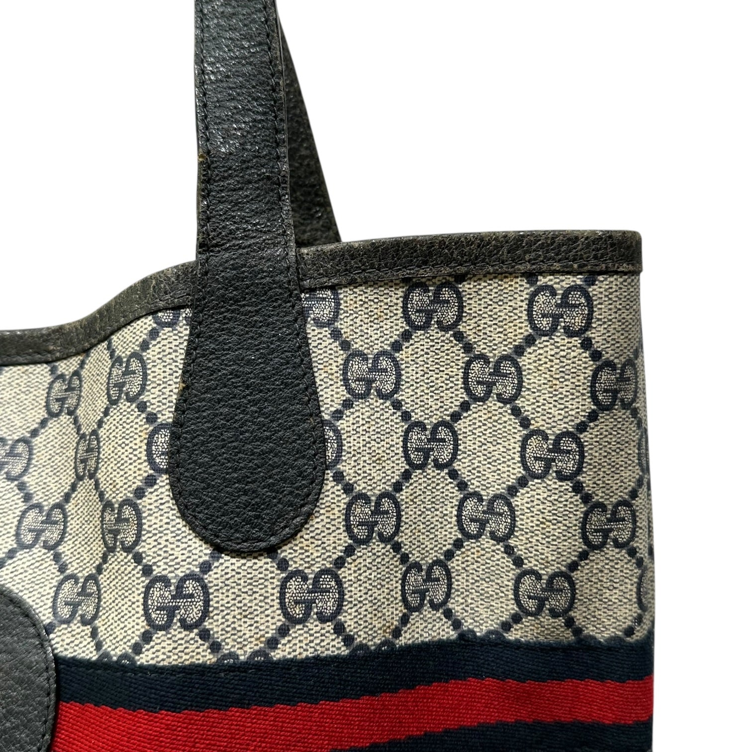 GUCCI(グッチ) OLD GG Sherry Line Tote Bag GG シェリーライン トート バッグ 002.904.0131 グレー×ネイビー ヴィンテージ